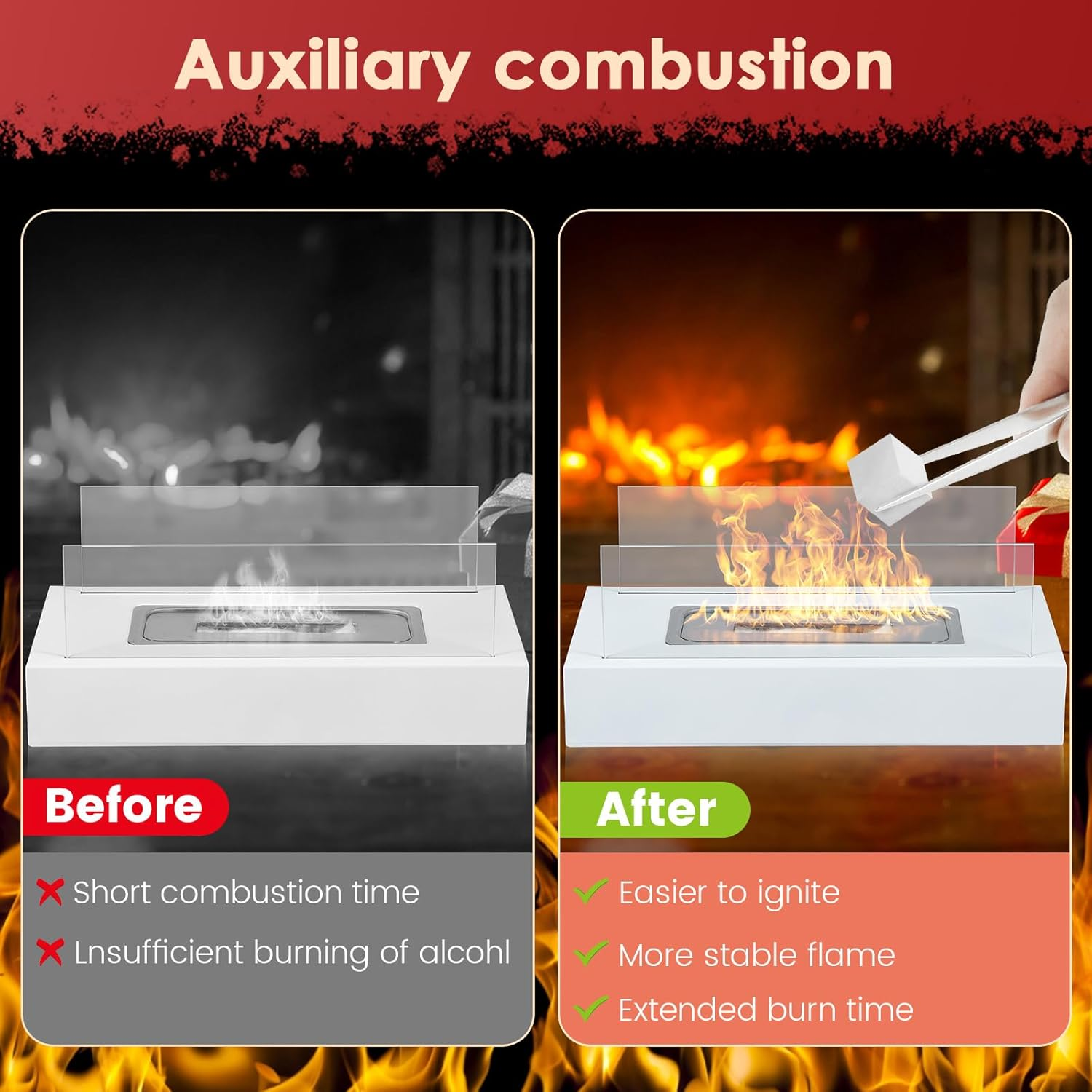 48Pcs Tabletop Fire Pit Temperature Resistant Ceramic Wool Wick Ceramic Wool Wick Sponge Extend Burning Time Table Top Firepit Cotton for Firepit Bioethanol Fireplaces image number 3