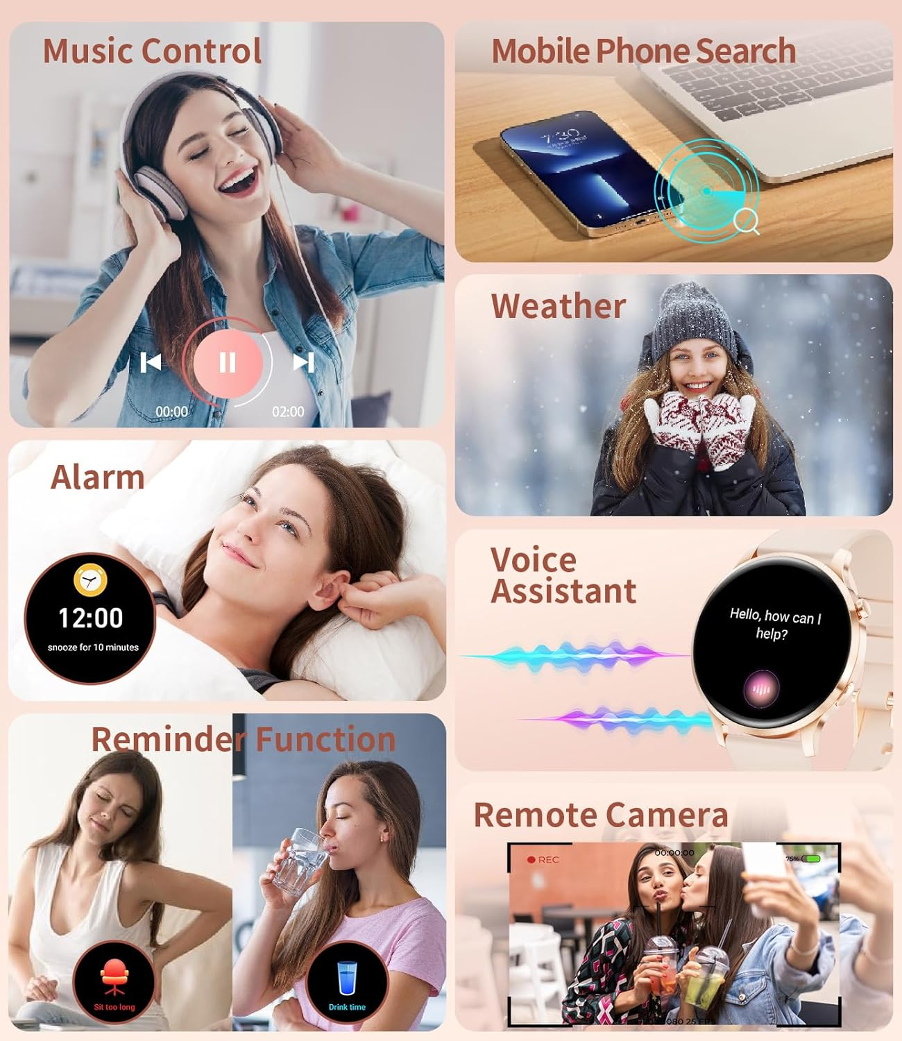 Smart Watch for Women Men (Make/Answer Call), 1.32" AMOLED Display Elegant Smartwatch Ladies with 2 Straps, 100+ Sports Modes, Health Tracking, IP68 Waterproof, Digital Watch for Android Ios image number 5