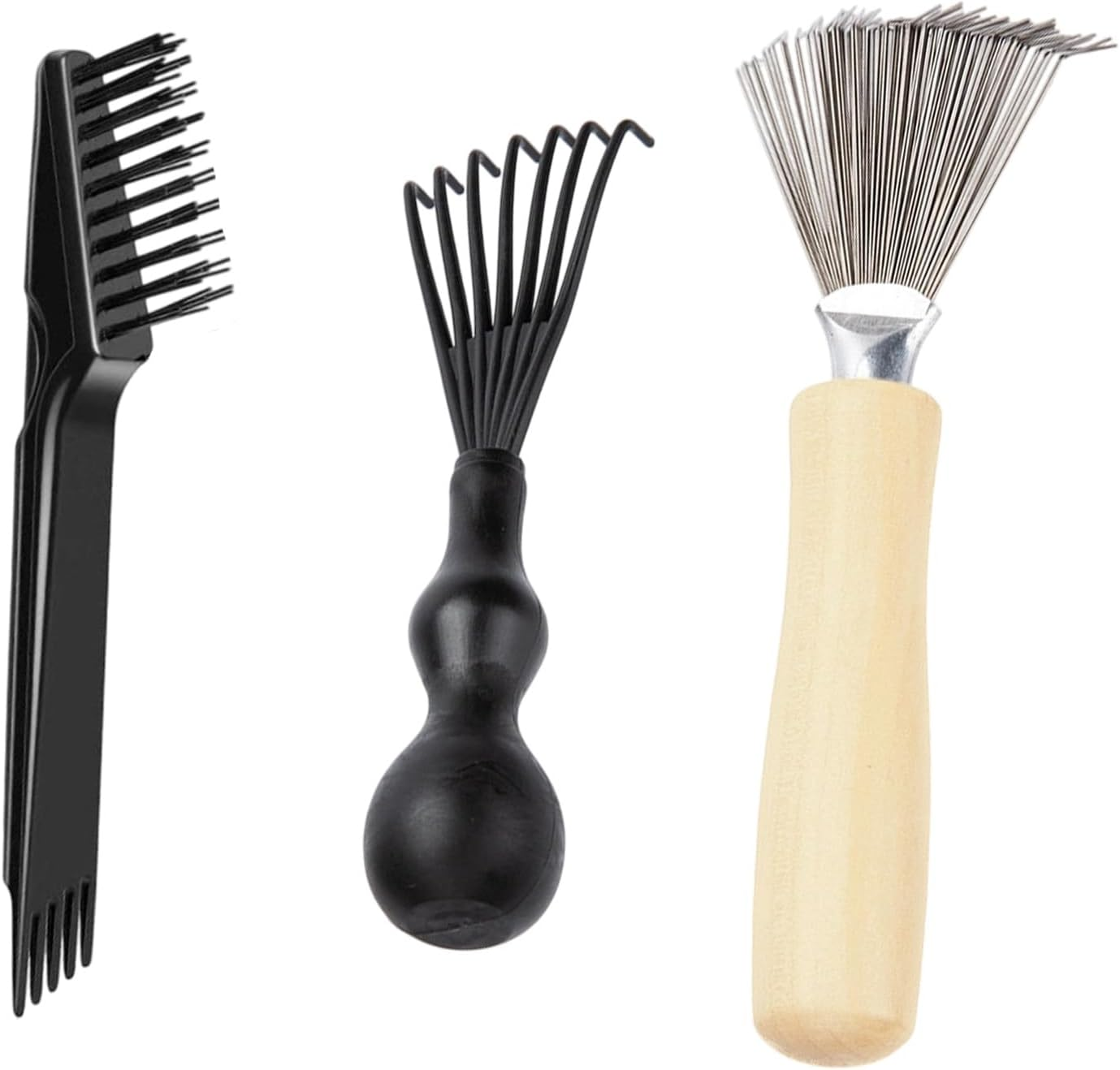 3 PCS Brush Cleaner, Hair Tools Cleaning Set, Wooden Handle Mini Rake and Dual Head Brush, Portable Cleaning Tools for Hairbrushes and Combs, Hair Styling Tools Maintenance Kit image number 4