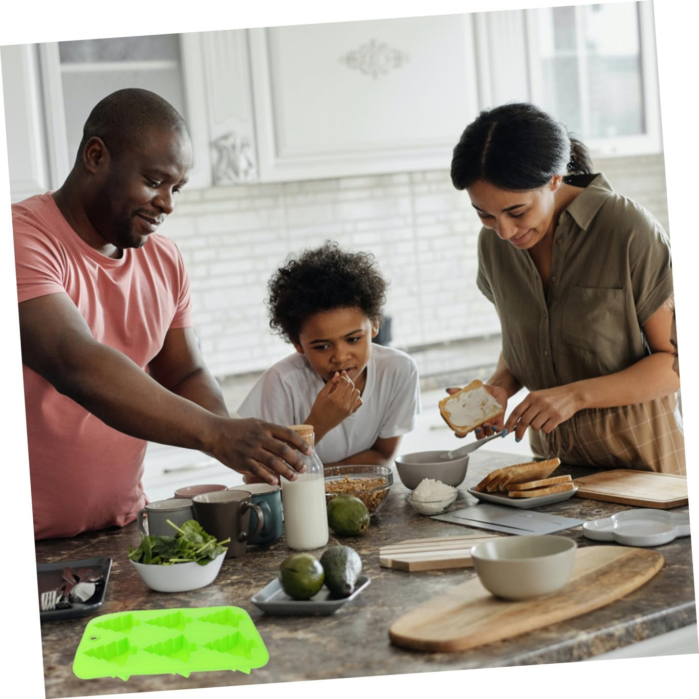 Baking Mould Set 2Pcs Christmas Tree Shape Fondant Mold Safe Silicone Material for Chocolates Cakes image number 2