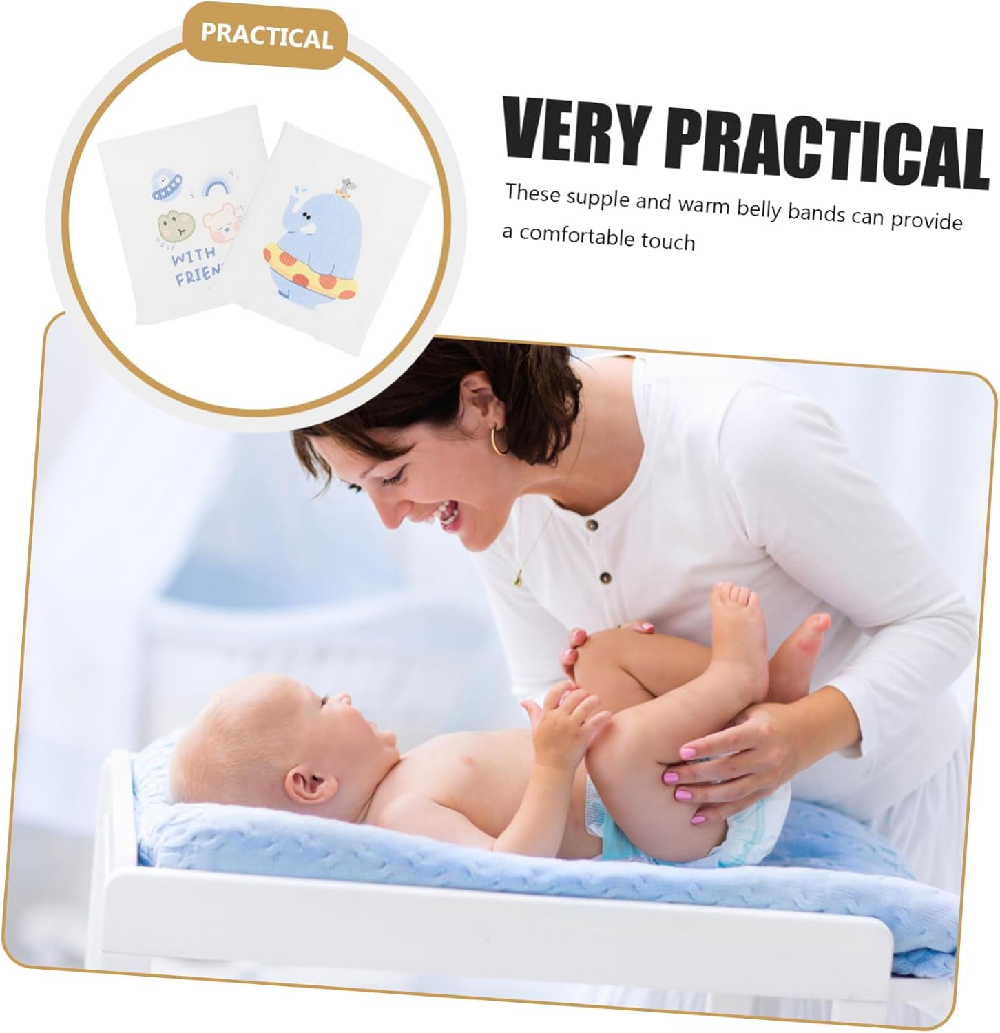 BESPORTBLE 2Pcs Baby Cotton Belly Bands Newborn Infant Abdomen Protectors Soft Seamless Double-Layer Belly Belts for Boys and Girls Four Seasons Comfort Newborn Supplies image number 3