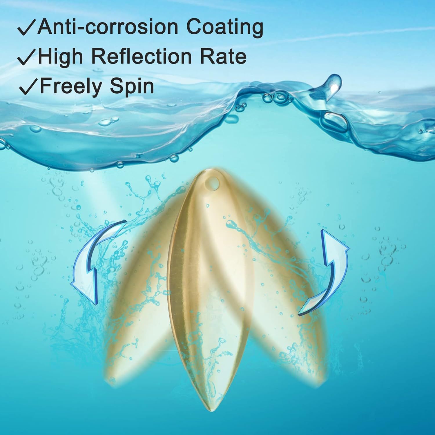 OROOTL Fishing Spinner Blades Split Rings Kit, 100Pcs Colorado Willow Blades Lure Rings Set Gold Silver Spoon Easy Spin Spinner Bait Making Freshwater Saltwater Walleye Rig Inline DIY Accessories image number 1