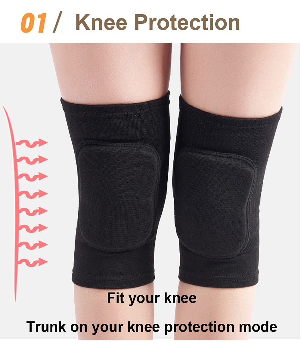 Knee Pads for Women, Dance Knee Pads Wrestling Knee Pads Basketball Knee Pads Volleyball Knee Pads for Women, Knee Protector Soft Knee Pads for Work (Black + White, XS) image number 6