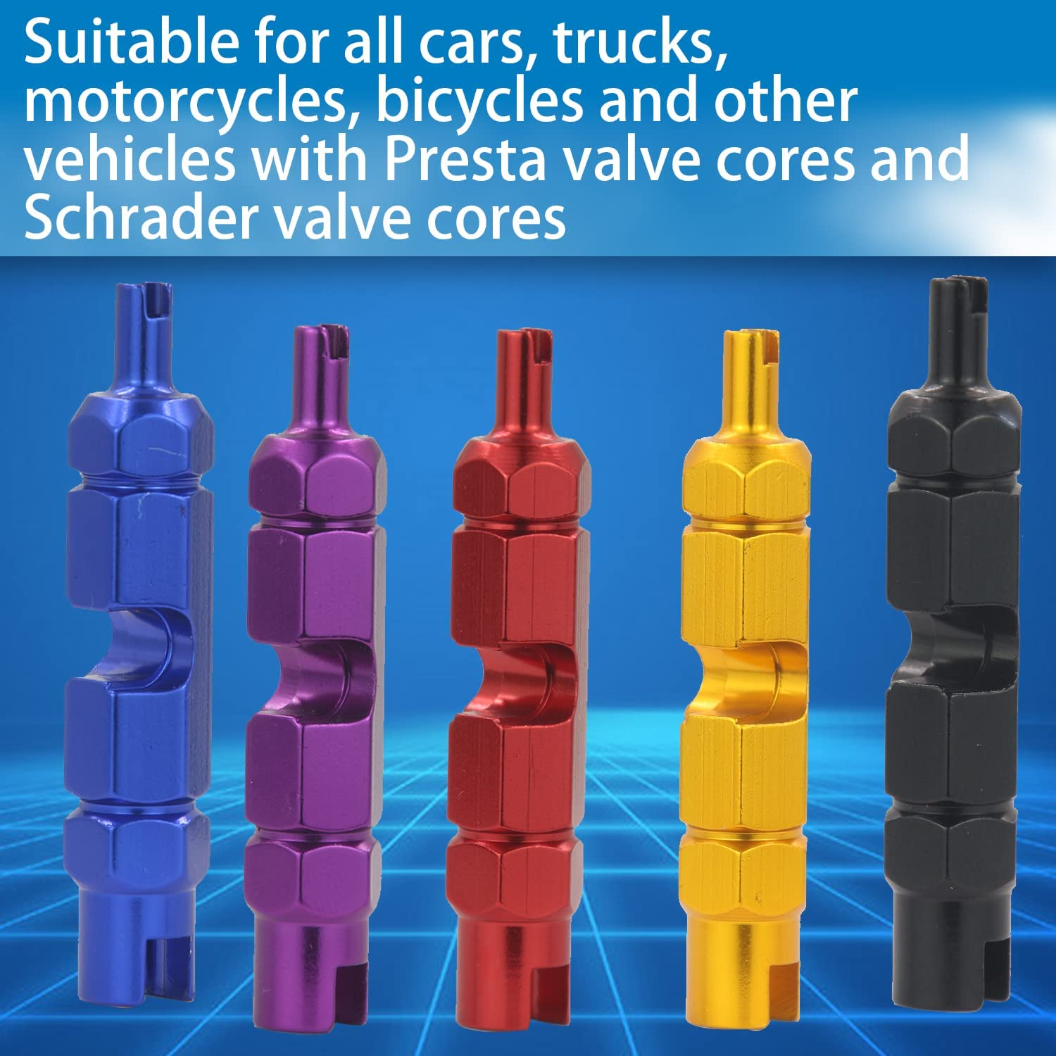 TORMEN Bike Valve Core Remover Tool 3 in 1 Bike Valve Core Tightening Tool Replacement Presta Valve Core and Schrader Valve Core (Red image number 2