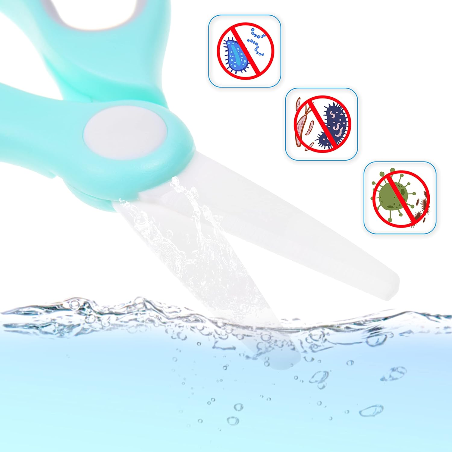 Ceramic Baby Food Scissors - Portable Shears - Healthy Food Cutter with Dust Cover and Storage Case - Cuts Meat, Chicken, Vegetables, Fruits (2-Pack) image number 2