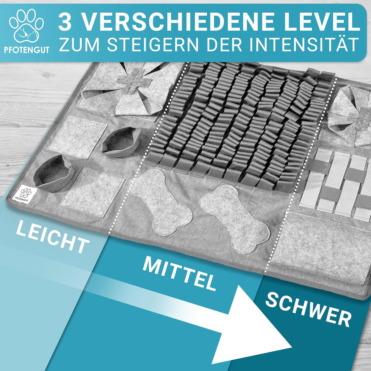 PFOTENGUT&reg; Interactive Sniffing Rug for Dogs - Intelligence Toy for Dogs - Sniffing Mat Dog - Dog Sense of Smell Training Mat - Dog Toy with 3 Levels - Sniffing Training Dog image number 4