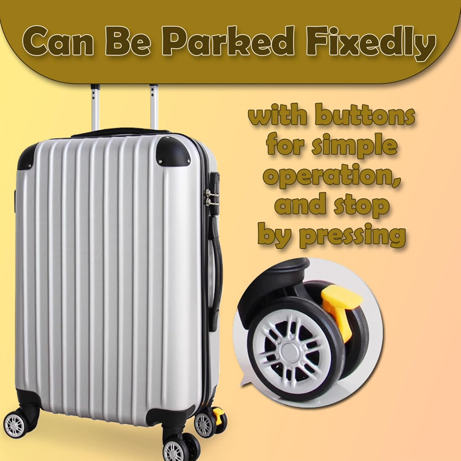 Horoper Luggage Wheels Replacement, 1 Pair Brake Double Row Wheel Luggage Suitcase Caster Wheels Trunk Wheels image number 4