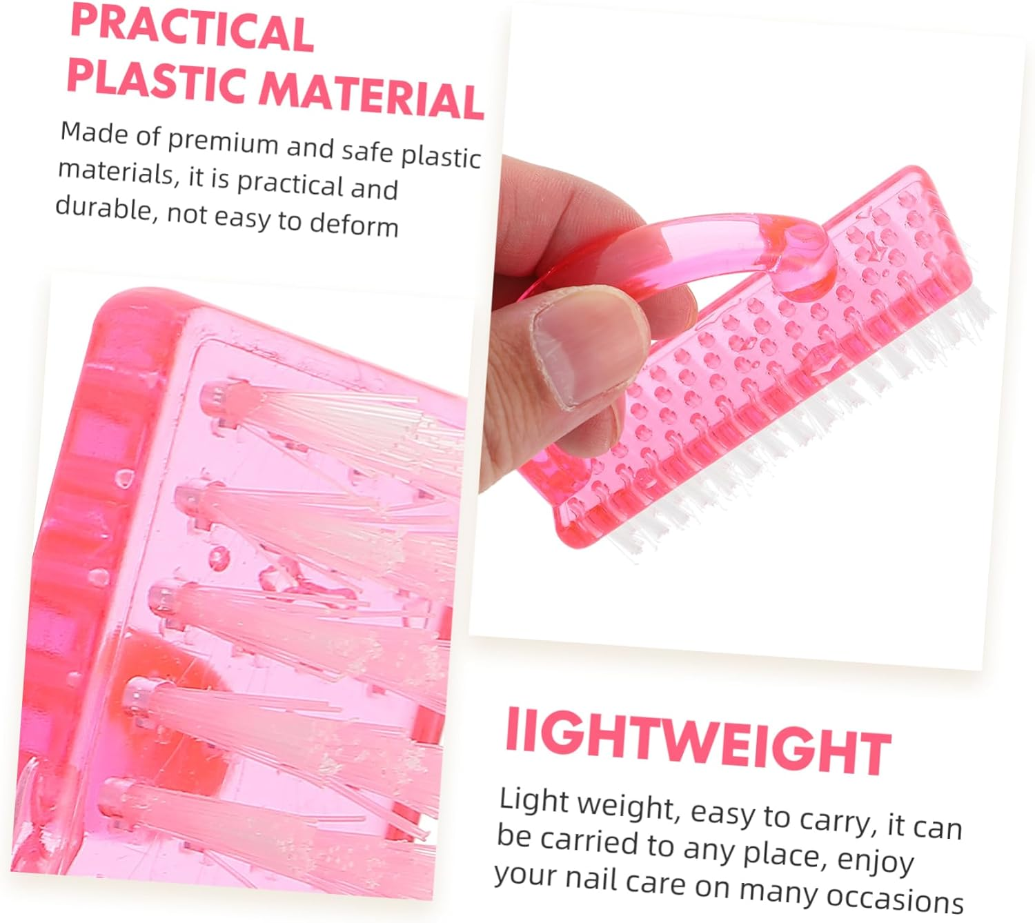 Ipetboom 8Pcs Fingernail Cleaning Brush Soft Bristle Nail Art Manicure French Brush image number 4