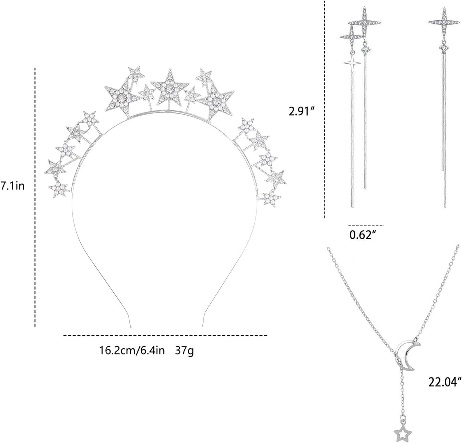 Jevenis Stars Headband Goddess Crown Halo Crown Headpiece Stars Accessories image number 3