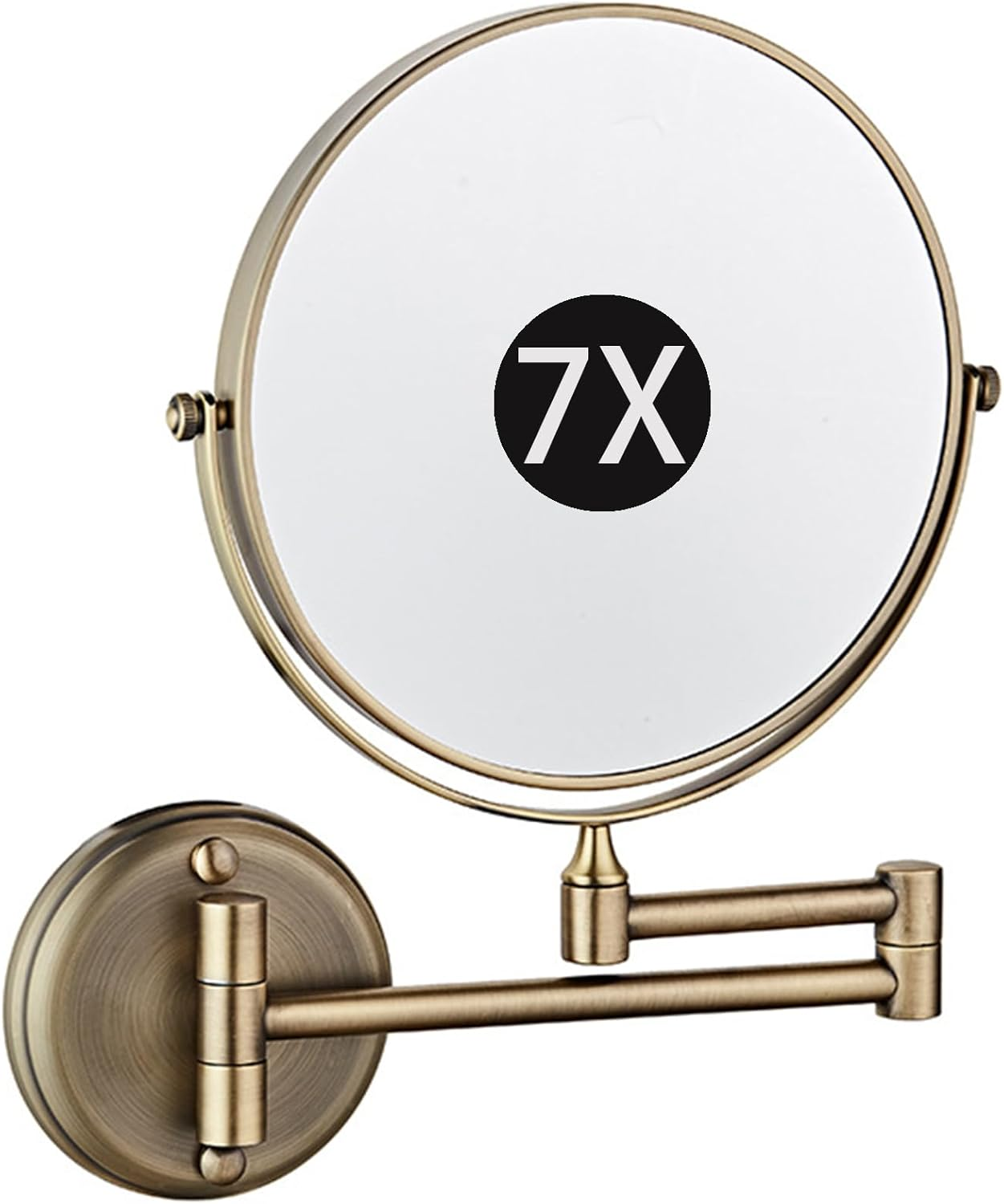 8" Wall Mounted Makeup Mirror, Double Sided Magnifying Mirror, 360&deg; Swivel Extendable Shaving Vanity Mirror for Bathroom,Brushed Gold,10X