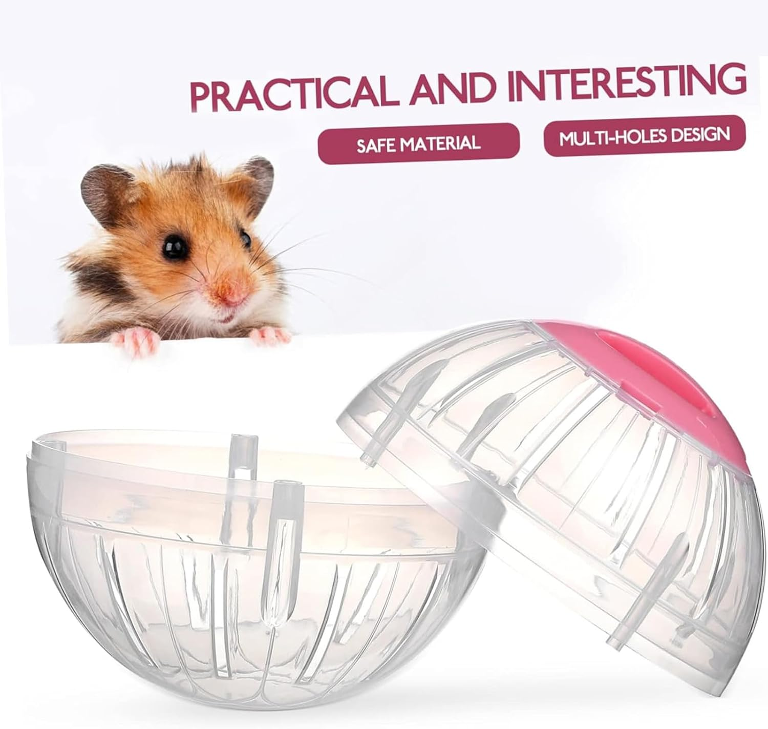 CHEUNGHAO 2 Pieces Hamster Exercise Ball, 5.7 Inch Hamster Running Ball Transparent Plastic Hamster Ball Wheel for Dwarf Hamsters Small Pets to Reduce Boredom and Increase Activity image number 3
