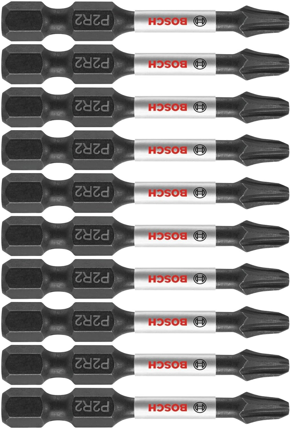 BOSCH ITP2R22B 10-Pack 2 In. Phillips/Square #2 Impact Tough Screwdriving Power Bits image number 4