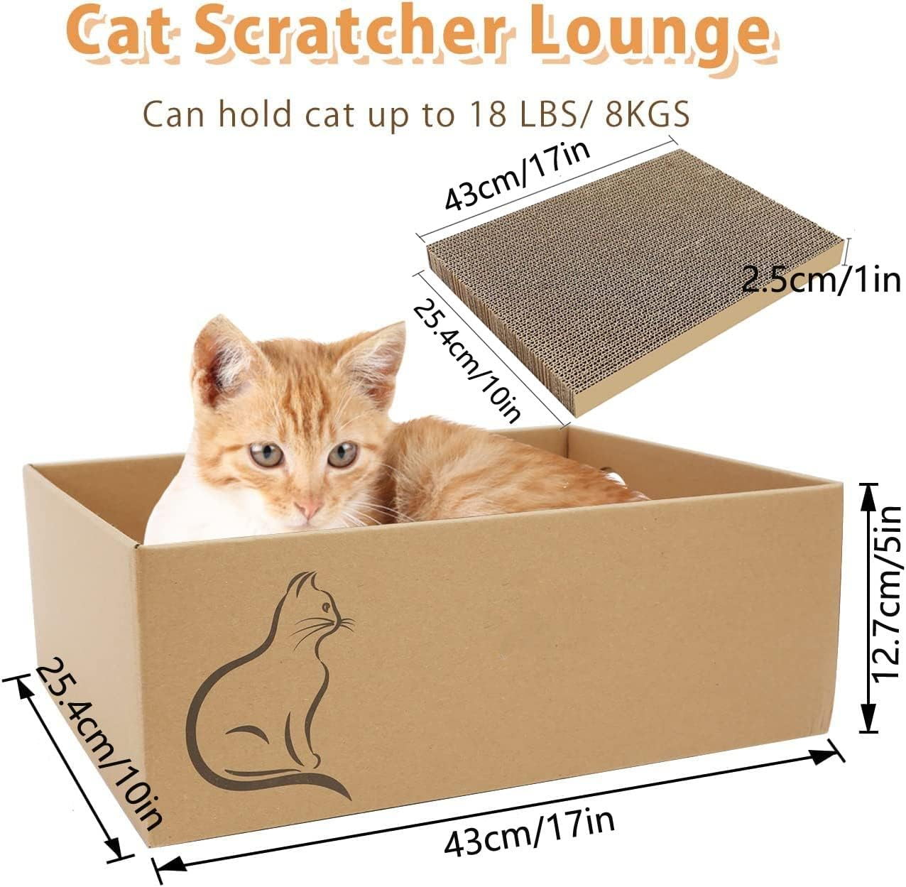 Cat Scratcher with Box,5 in 1 Reversible Cat Scratcher Cardboard, 5 PCS Corrugated Scratching Cat Scratch Pad Replace for Cat Book Scratcher, Corrugated Cardboard Scratching Lounge for Indoor Kitty to Rest and Play Kitty/Large Cats image number 5