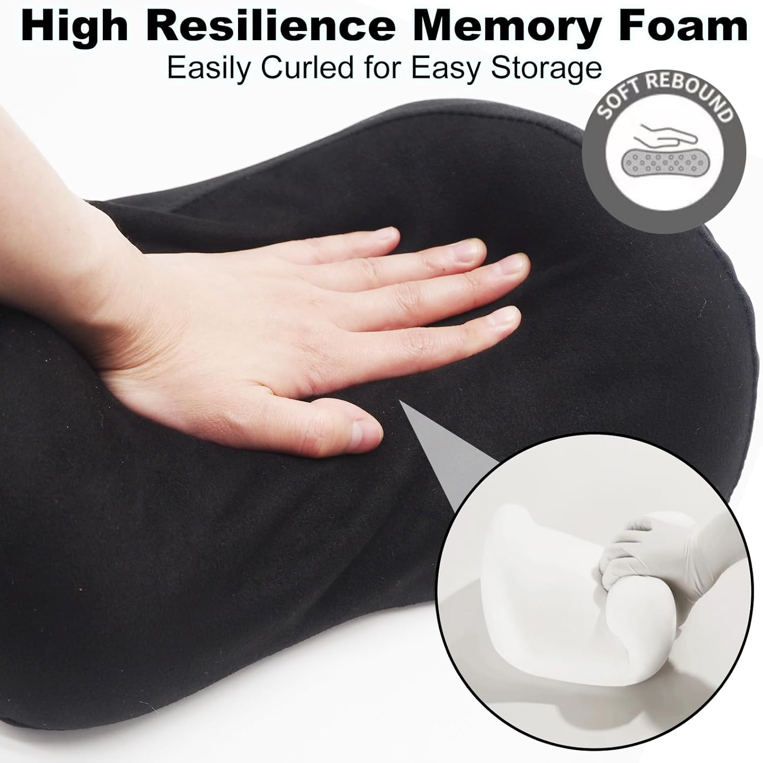 Car Headrest & Lumbar Support Cushion, Ergonomic Car Seat Headrest Neck Rest Cushion Lumbar Support Pillow Memory Foam & Breathable Removable Cover for Neck Back Pain Relief (Black) image number 5