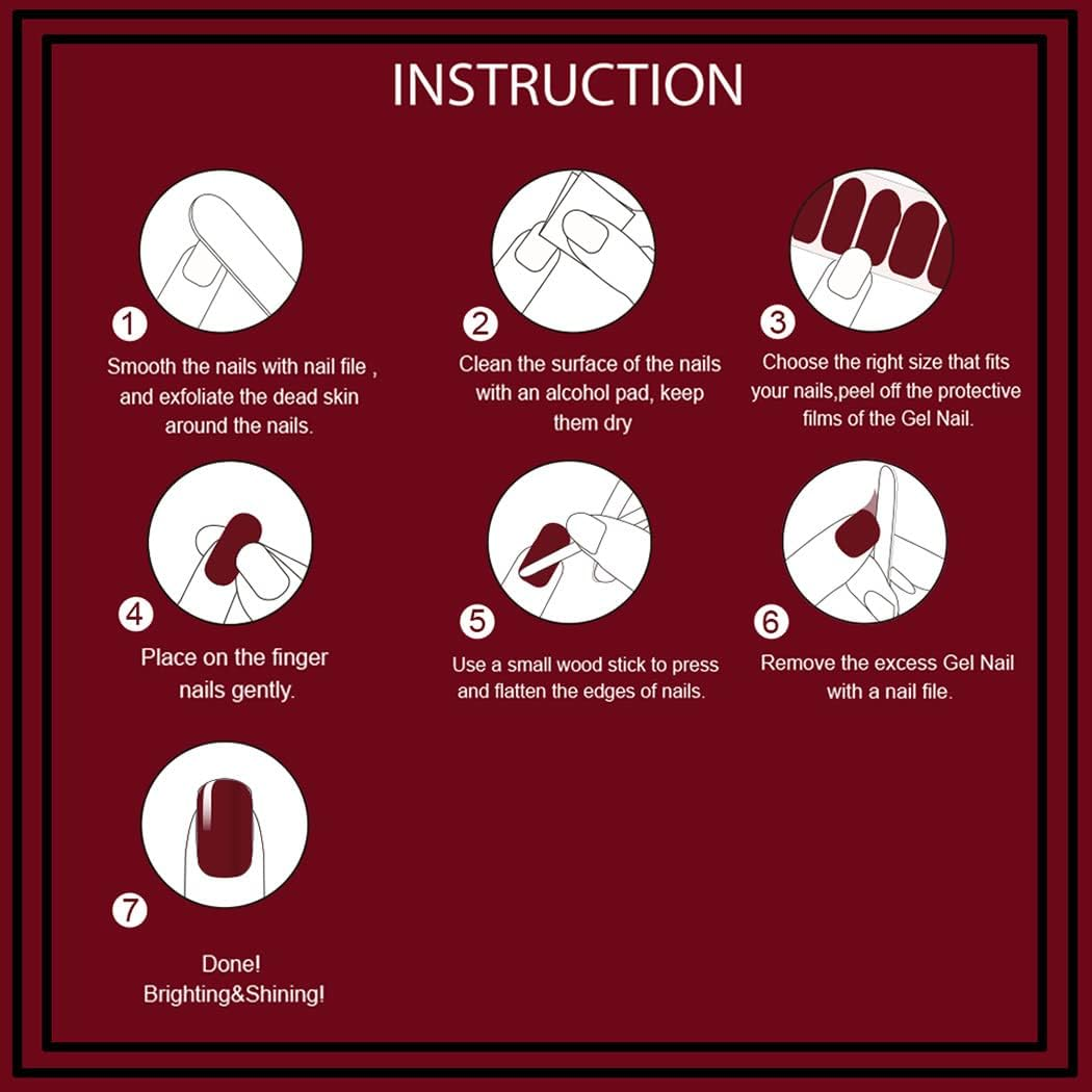 WOKOTO 20 Sheets Dark Solid Color Series Nail Polish Strips Stickers with Nail File Self-Adhesive Punk Rock Gel Nail Strips Full Wraps for Women Nails Art Stickers