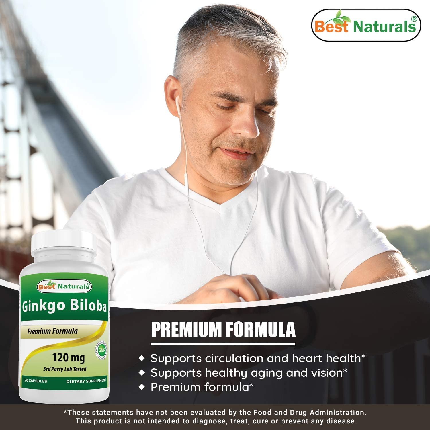Best Naturals Ginkgo Biloba Extract 120Mg 120 Capsules (120 Count (Pack of 2)) image number 5