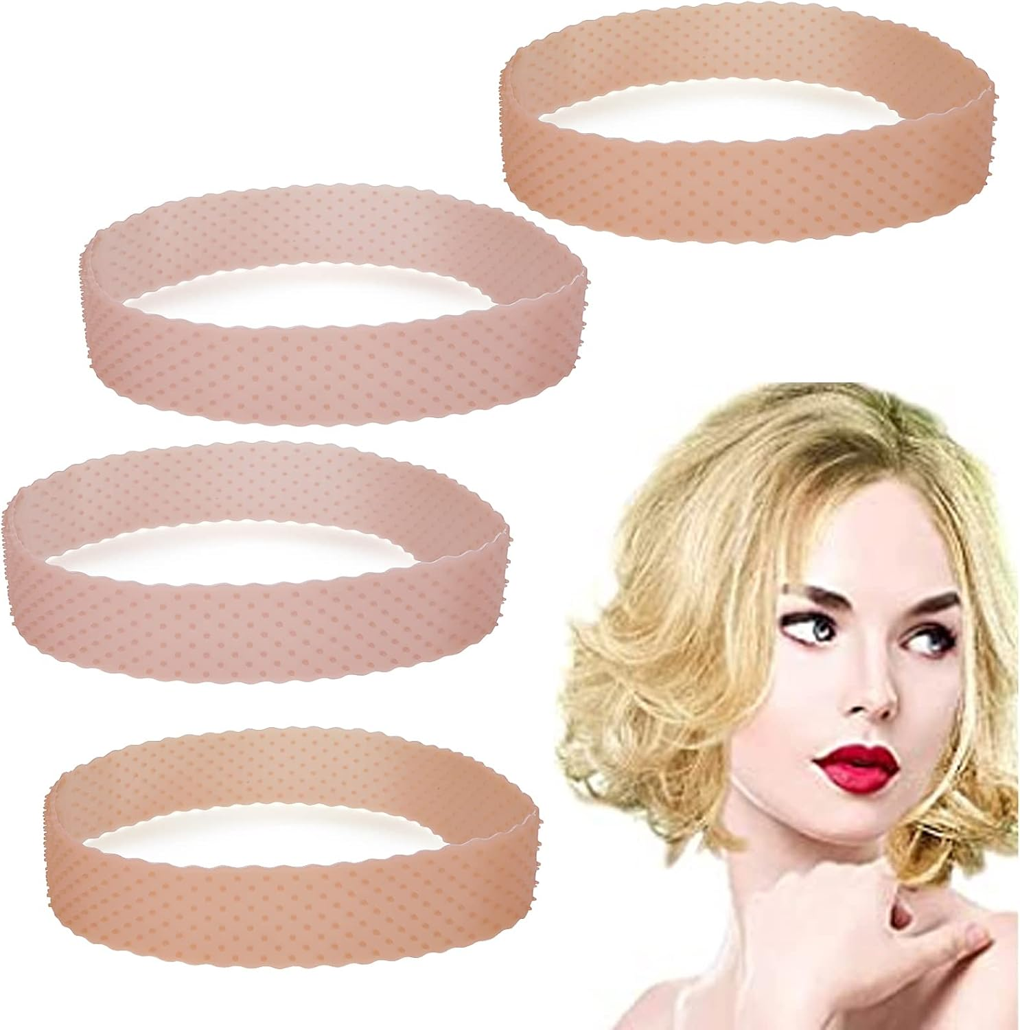 Molain 4Pc Adjustable Silicone Wig Grip Headbands for Women & Men, Non-Slip, Sweatproof, Waterproof