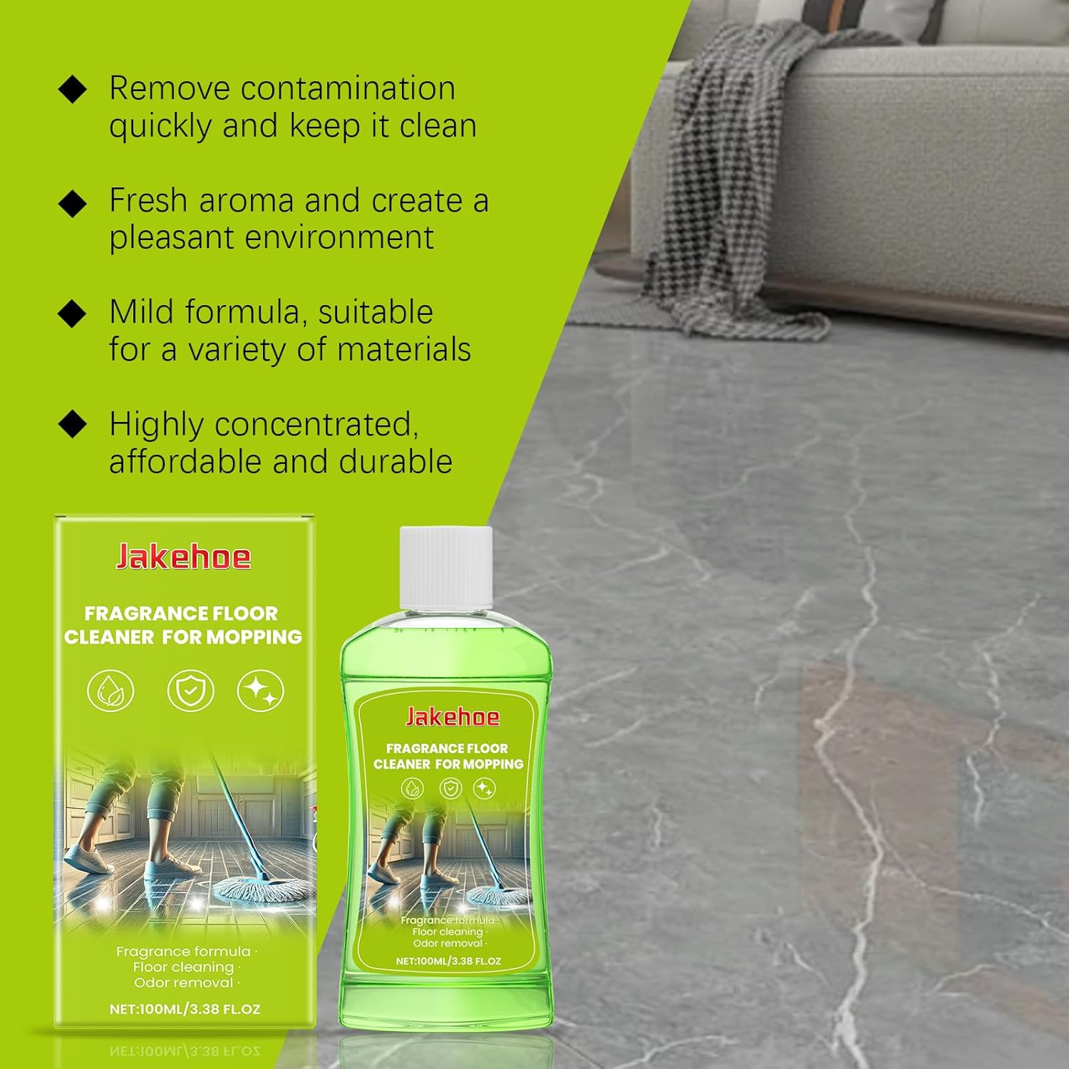 Concentrated Floor Cleaner with Lemongrass, 100Ml, Deep Cleaning Formula image number 5