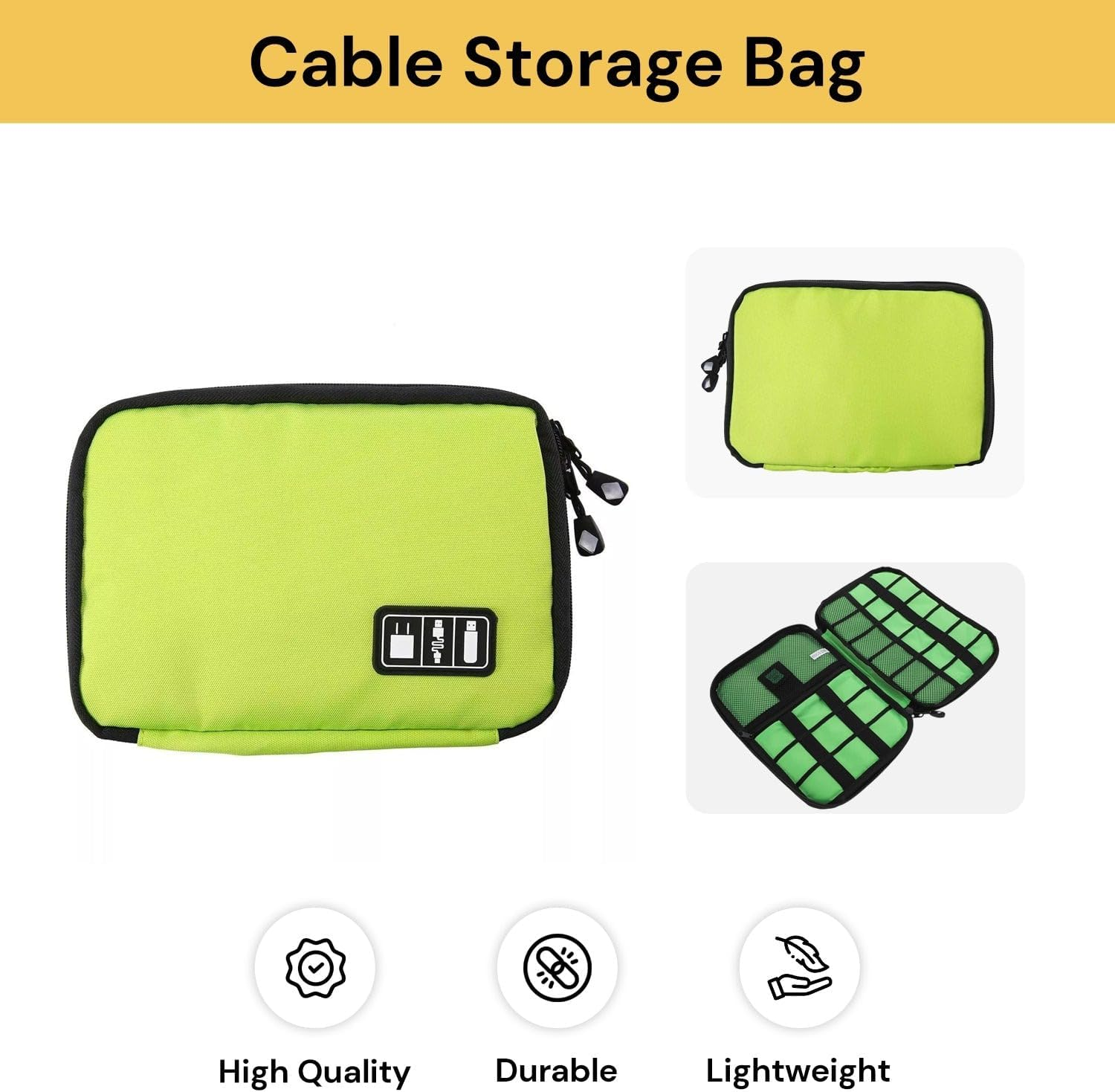 Spendeal Electronics Organizer Travel Case, Portable Travel Cable Organizer Pouch, Tech Pouch Accessories Carry Storage, Water Resistant Cable Organizer Bag for Cord, Charger, Phone, Earphone (Green) image number 6