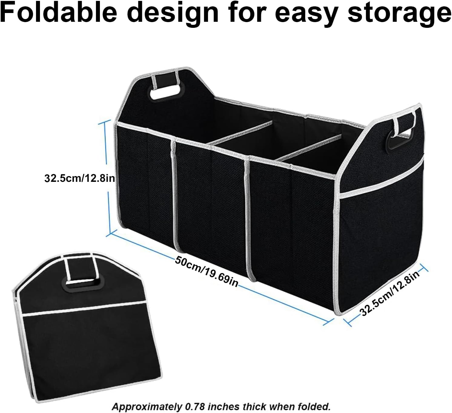 Trunk Organizer for Car & SUV | Collapsible Boot Storage Organizer with Removable Divider | Car Caddy & Grocery Bag Holder for Vehicle Storage image number 2
