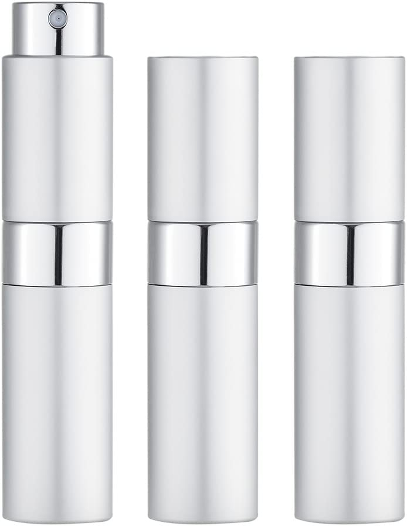 LISAPACK 8ML Atomizer Perfume Spray Bottle for Travel (3 PCS) Empty Cologne Dispenser, Portable Sprayer (Black, Silver, Grey)