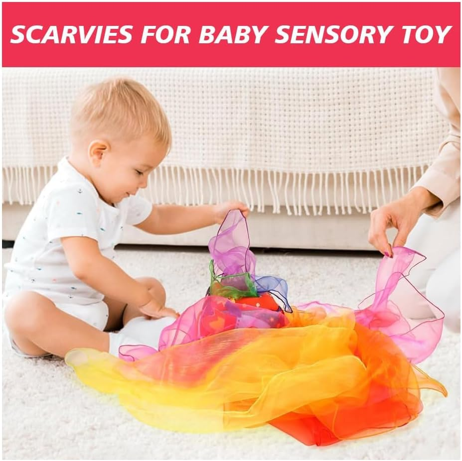 12 Pcs Juggling Scarves Dance Music Scarfs Colorful Silk Actives Scarves Rhythm Band Scarves, Easy Clean Ideal Performance Props Accessories (Rainbow) image number 5