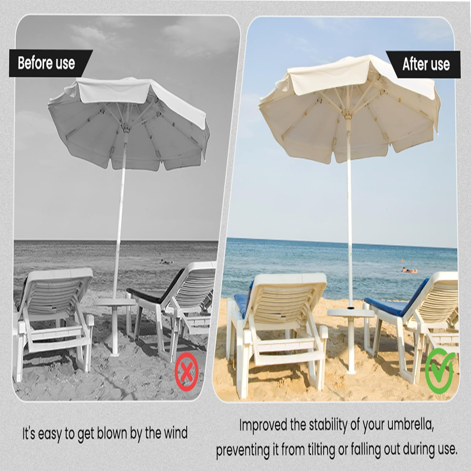 Umbrella Hole Ring Plug Cap Set,Umbrella Hole Stabilizer,Parasol Umbrella Hole Ring Plug and Cap Set,Plug-In Sunshade Hole Stabilizer,Designed for Outdoor Gardens, Swimming Pools(Transparent) image number 2