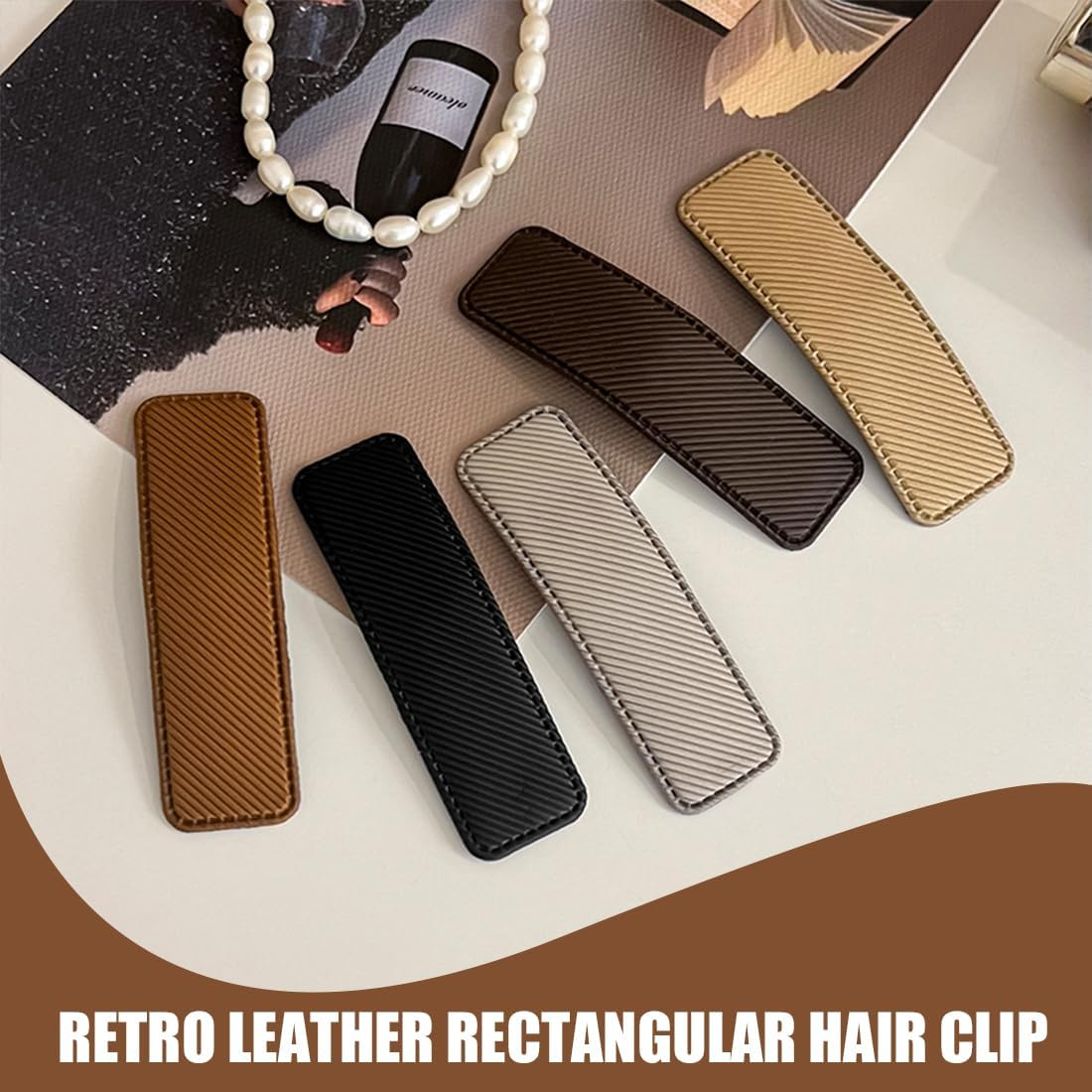 5 Pack Maillard Houndstooth Hair Clips Large Classic Hair Clips Large Hair Clips for Fine Hair Medium Thick Hair Retro Hair Accessories for Girls image number 3