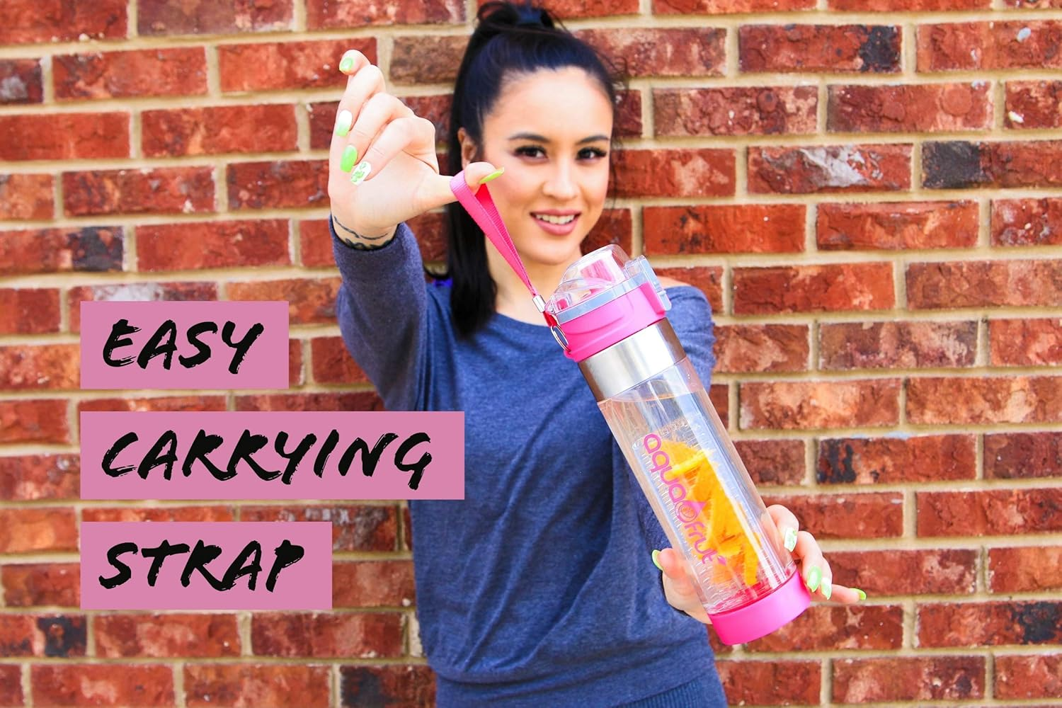 Bottom Loading Fruit Infuser Water Bottle (Oneclick Open Lid) - BPA Free Tritan Plastic - Leak Proof - 24Oz - Infusion Recipe Ebook Included image number 5