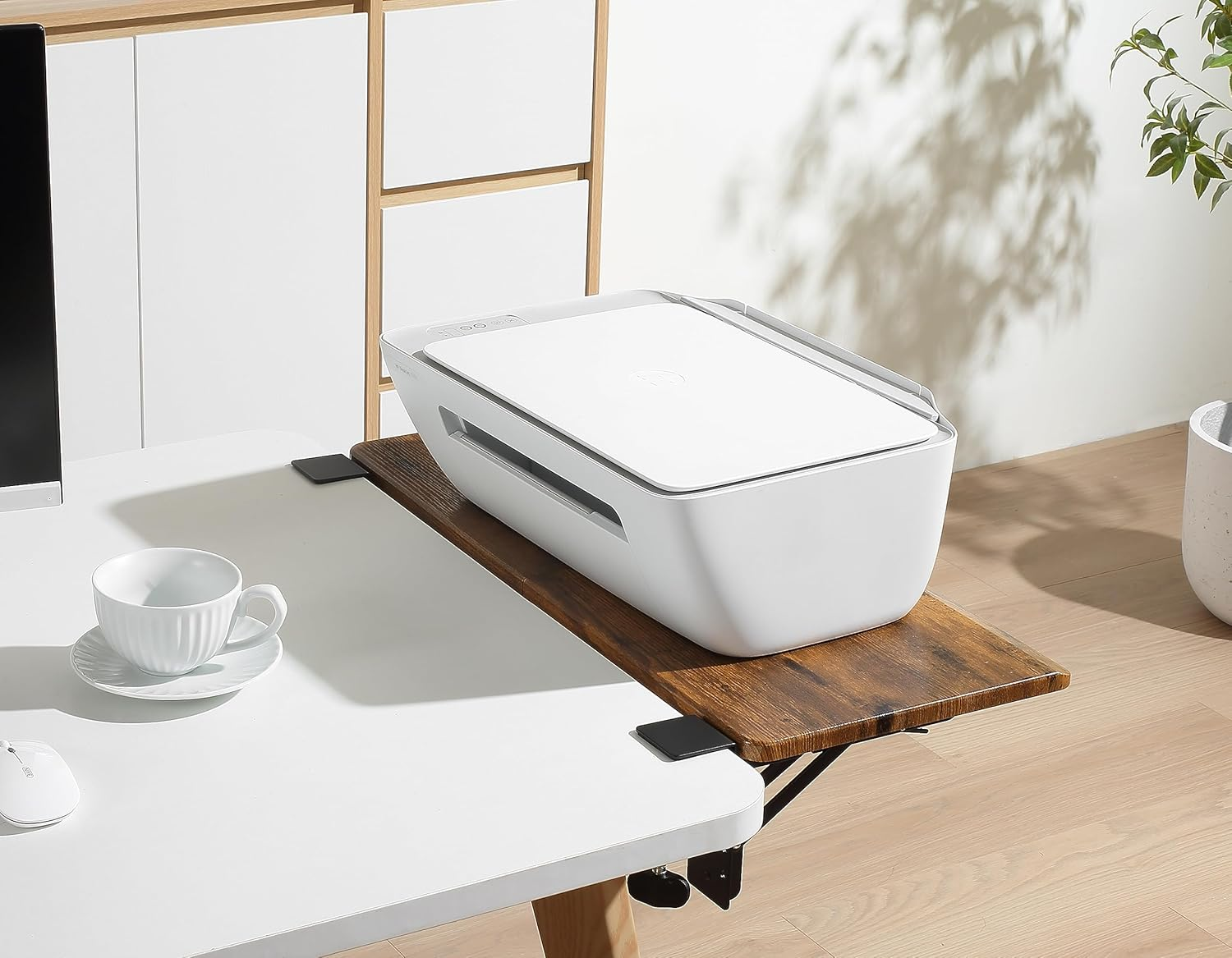 ETHU Ergonomics Desk Extender Tray, Large-Size Foldable Keyboard Tray Clamp On, Table Mount Desk Extender Shelf under Desk Armrest Support for Desk (Wood) image number 6