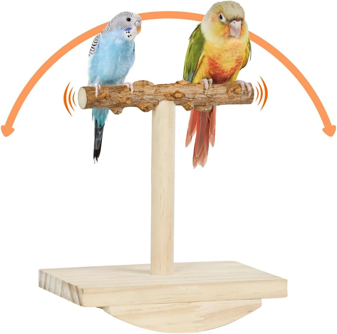 AIMALL Parrot Zanthoxylum Wooden Bird Platform Rack Grinding Claw Stick Natural Wood Perch Shake Music Toy Durable 4.72In X 3.14In X 5.51In for Xuanfeng Tiger Skin Peony Budgie Cockatiel Rest Play Bit image number 2