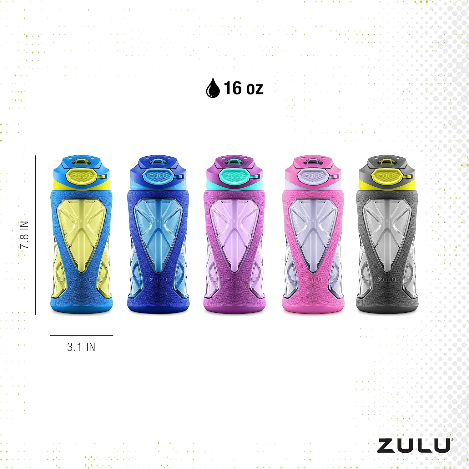 Zulu Torque Bpa-Free Plastic Water Bottle with Flip Straw, 12 Oz, Purple - Pink image number 3