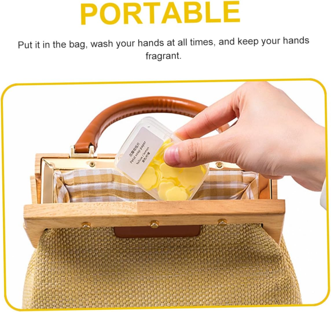 Yardwe 16-Box Set of Portable Travel Soap Flakes Disposable Paper Soap Sheets for Hand Washing Scented Lemon Milk Rose and Jasmine for Camping and Travel