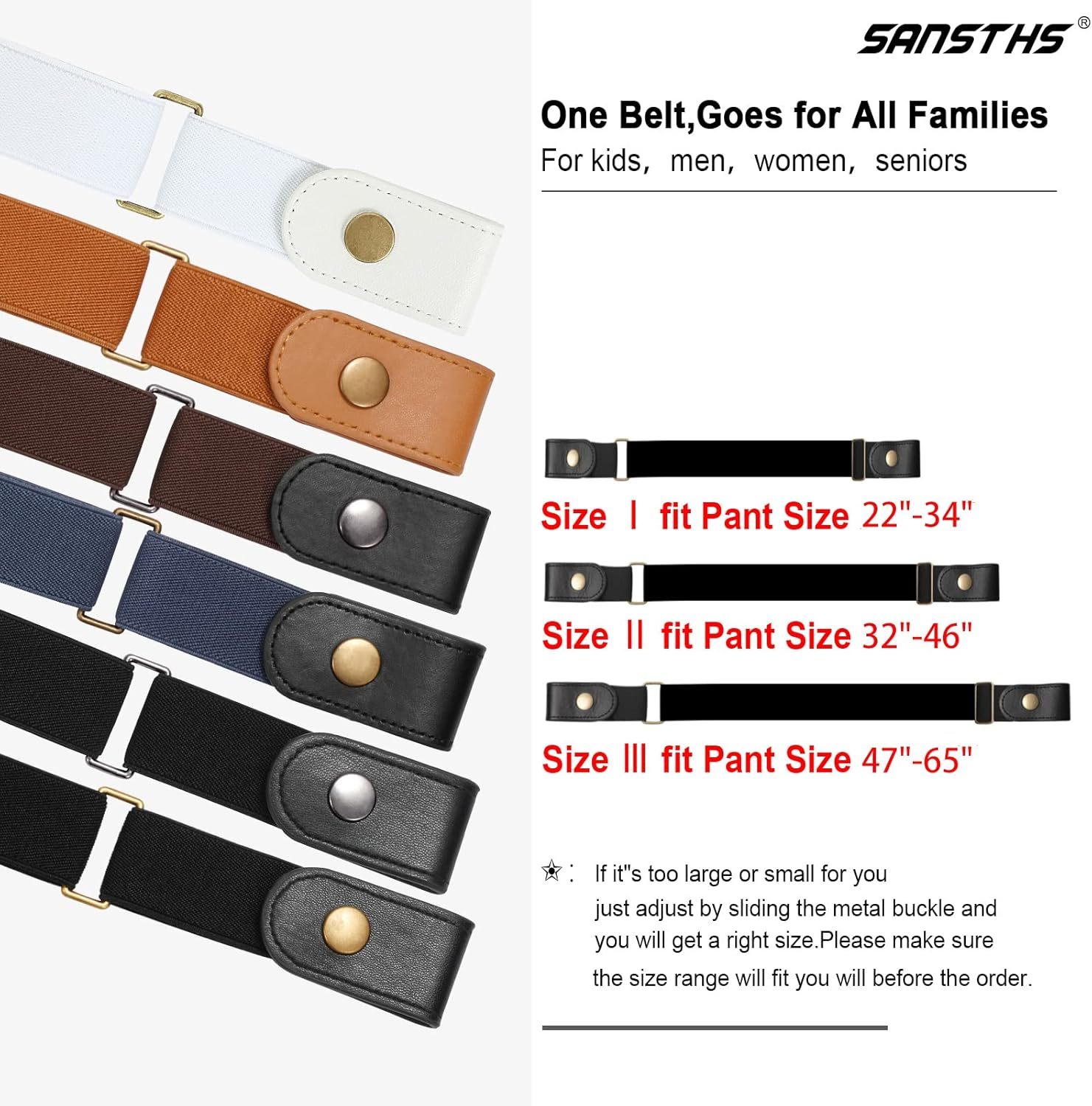 No Buckle Invisible Elastic Belt for Men/Women, SANSTHS Women Jeans Belt Free Buckle image number 1