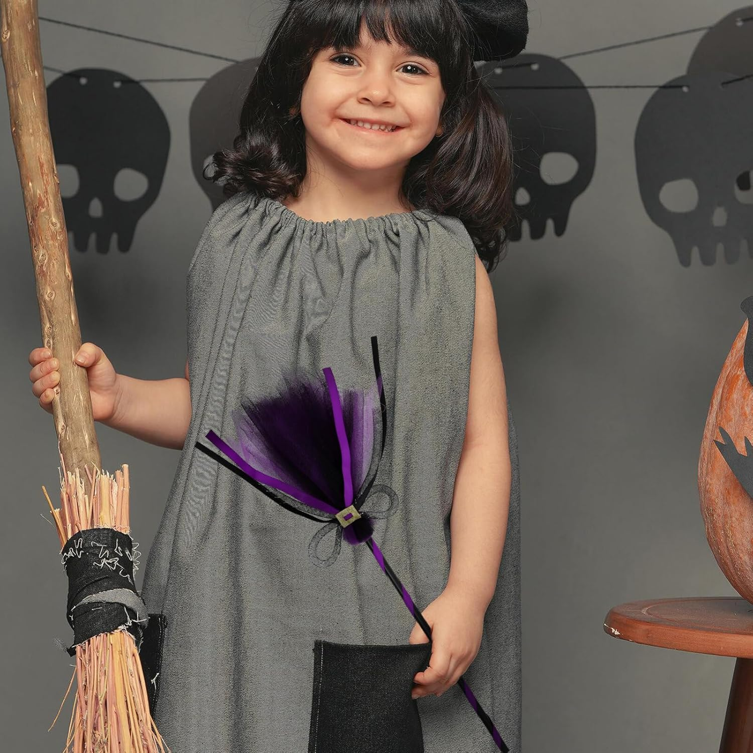 VALICLUD Vivid Halloween Witch Broom Prop for Costume Decorations Party Cosplay Boys and Girls and Adults Broomstick Ornament Broom for Halloween image number 3