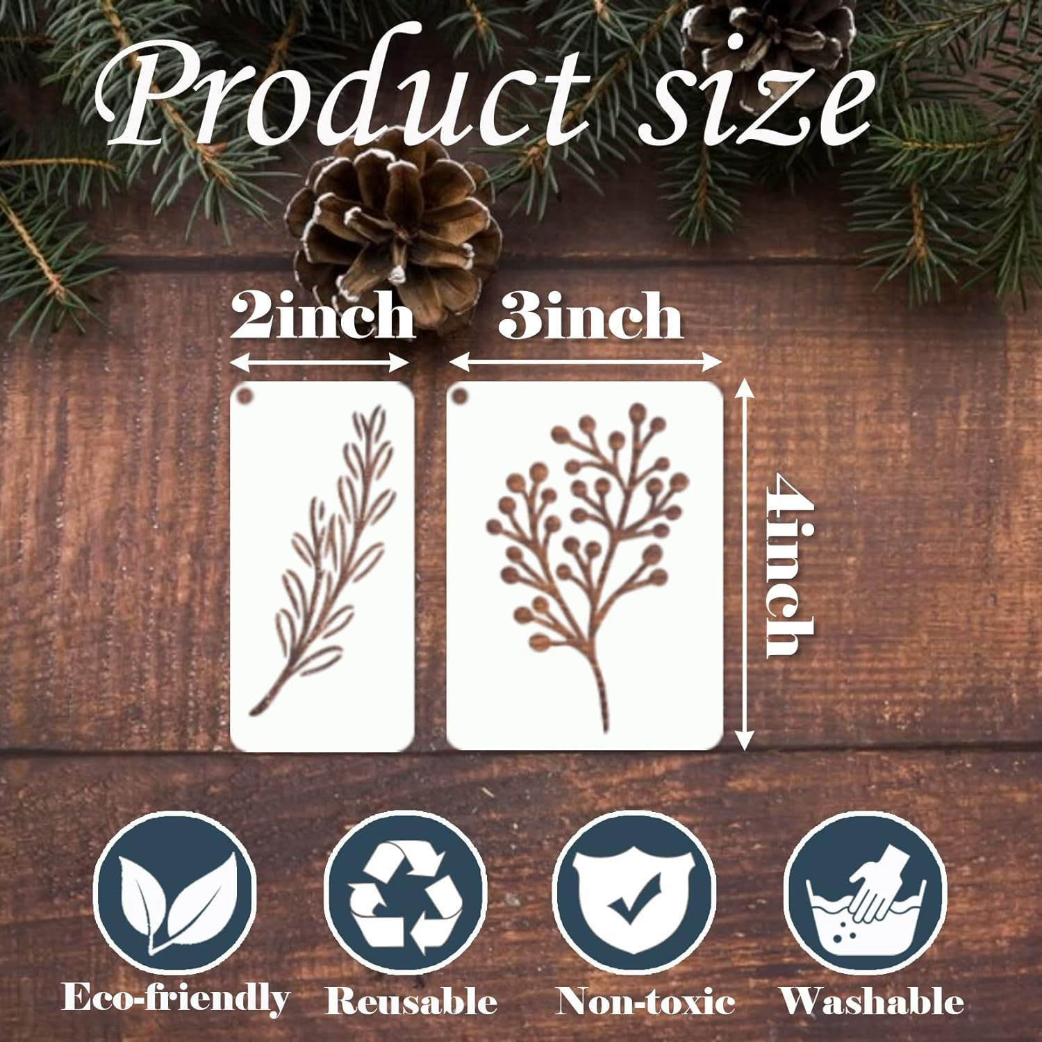 Leaf Stencils for Crafts Small Leaves and and Branches Paint Plant Stencil for Painting on Wood Wall Card Making, Tiny Nature Vine Herb Essential Art Stencils for Adults Kids (50 Leaves)