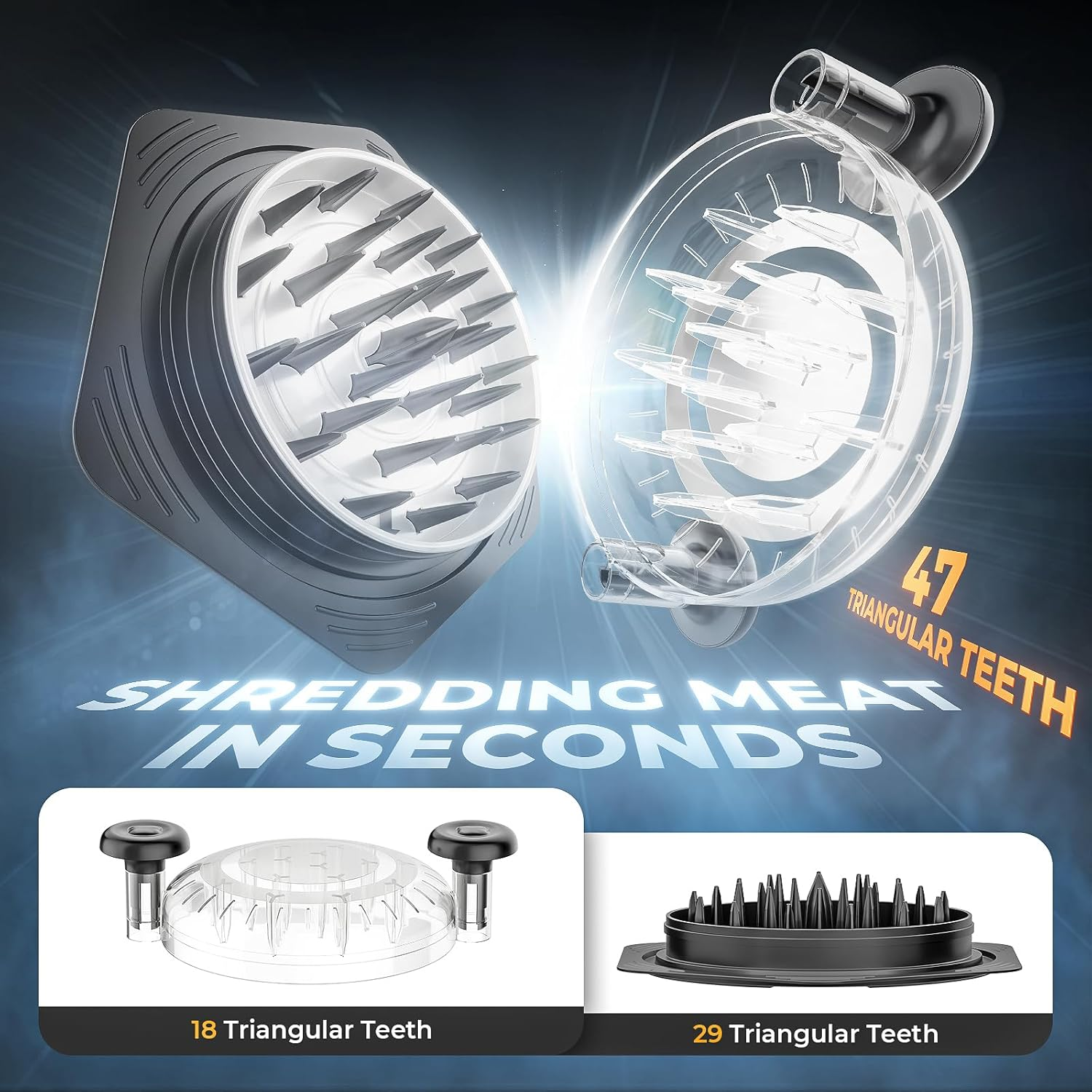 Cleangor Chicken Breast Shredder Tool Twist Large, BPA Free Meat Shredder with Ergonomic Handle, Non-Slip Food Shredder Tool for Pork, Set of Chicken Shredder with Brush & Fork (1, Black)