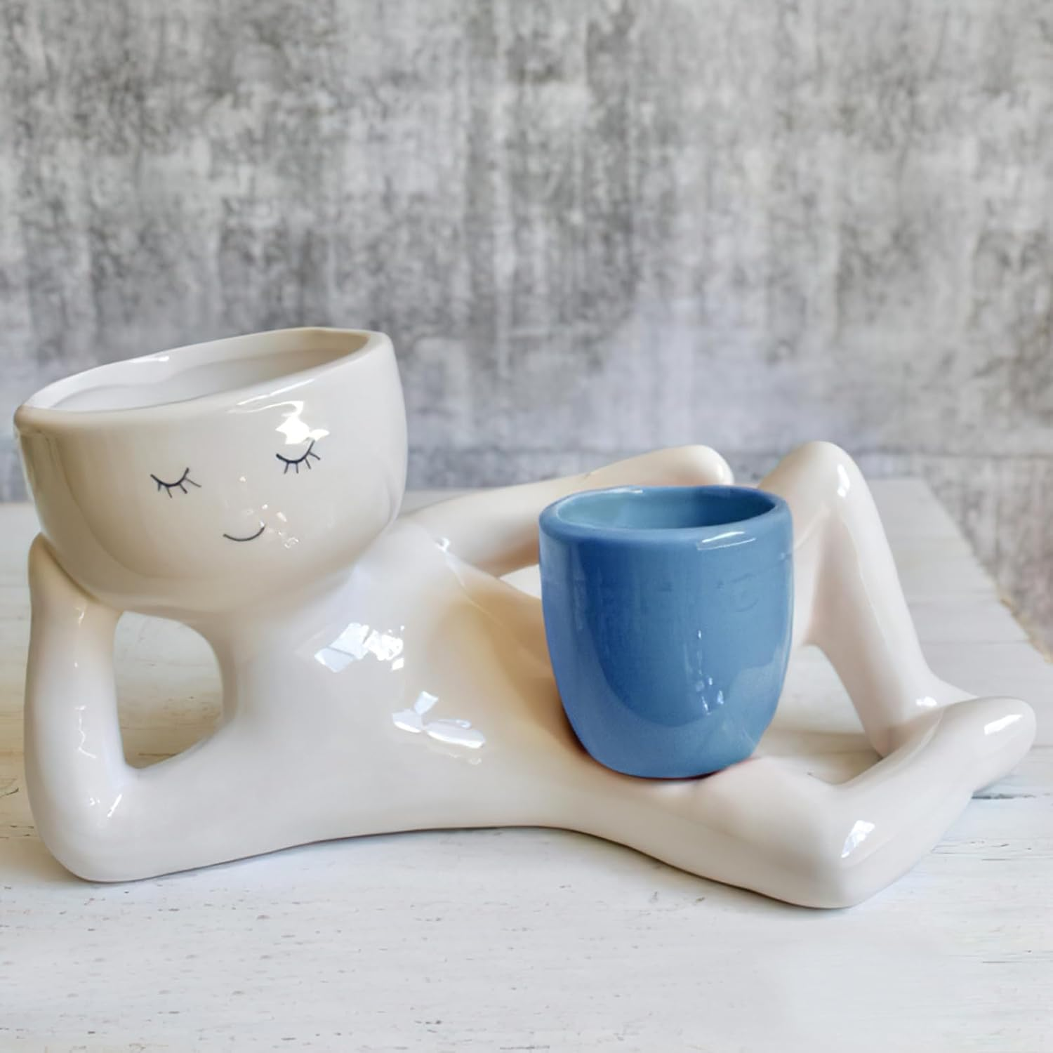 Lazy Guy Planter,Lazy Guy Planter Pots,Funny Succulent Pot,Funny Planters for Indoor Plants,Plant Container,Succulent Plant Potted Planters,Creative Miniature Flowerpot,Resin Flower Pot Ornament image number 2