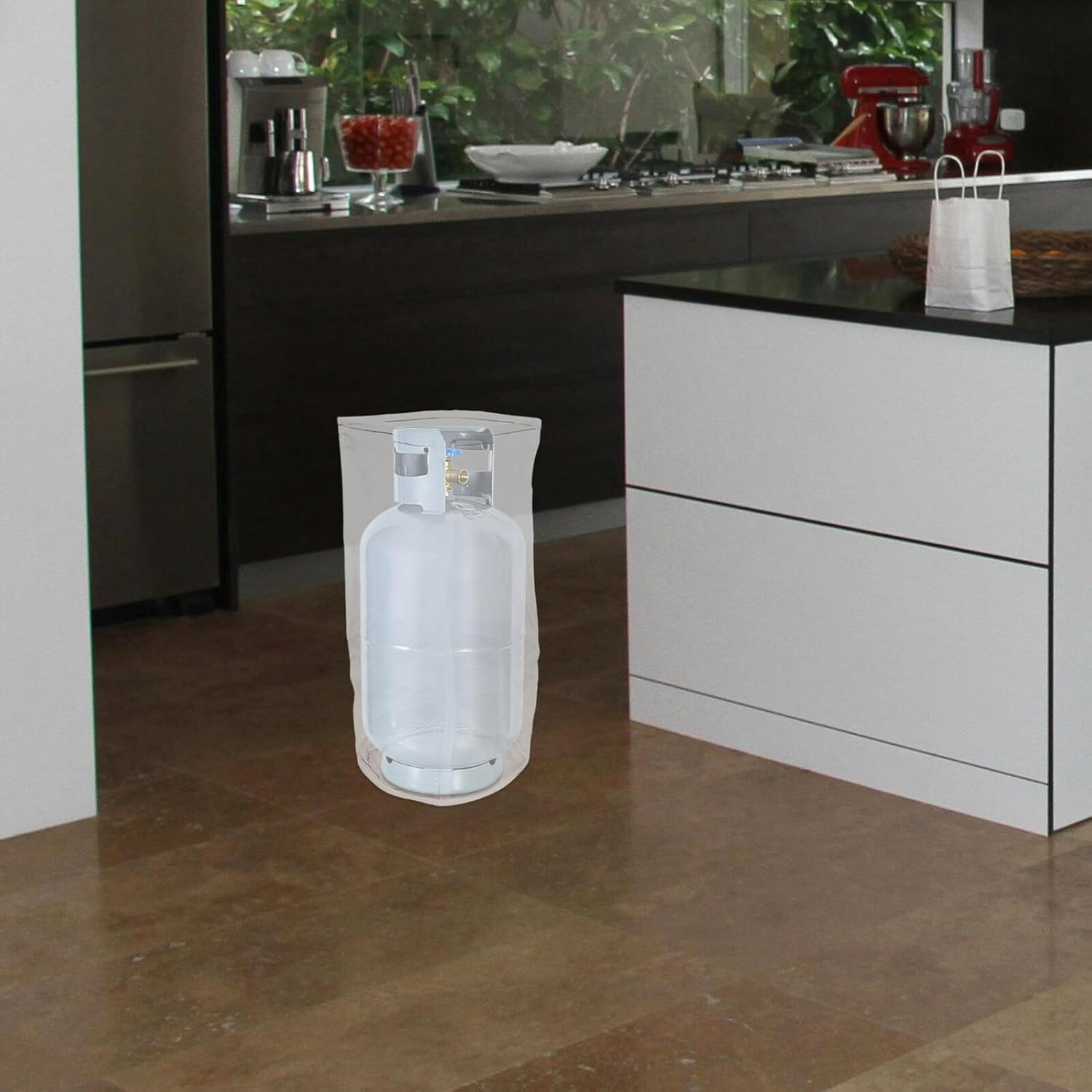 Ifundom 22LB Gas Cylinder Cover Waterproof Gas Tank Protector Dustproof Outdoor RV BBQ Tank Bag PVC Material for Market Stalls, 33Cm Diameter X 55Cm Height image number 4