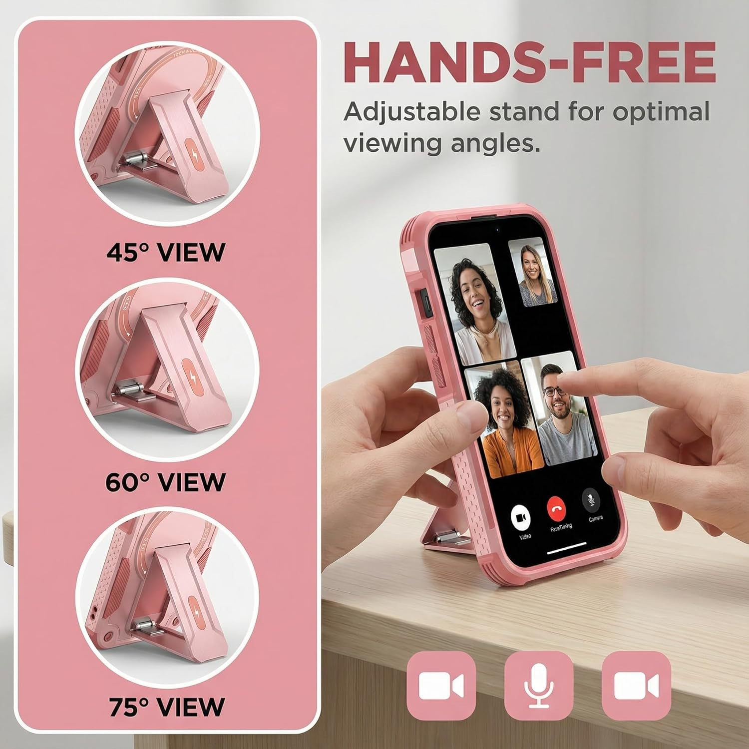 For Iphone 16 Pro Max Case with Stand, Military-Grade Protection Shockproof Magnetic Kickstand Case,Gold