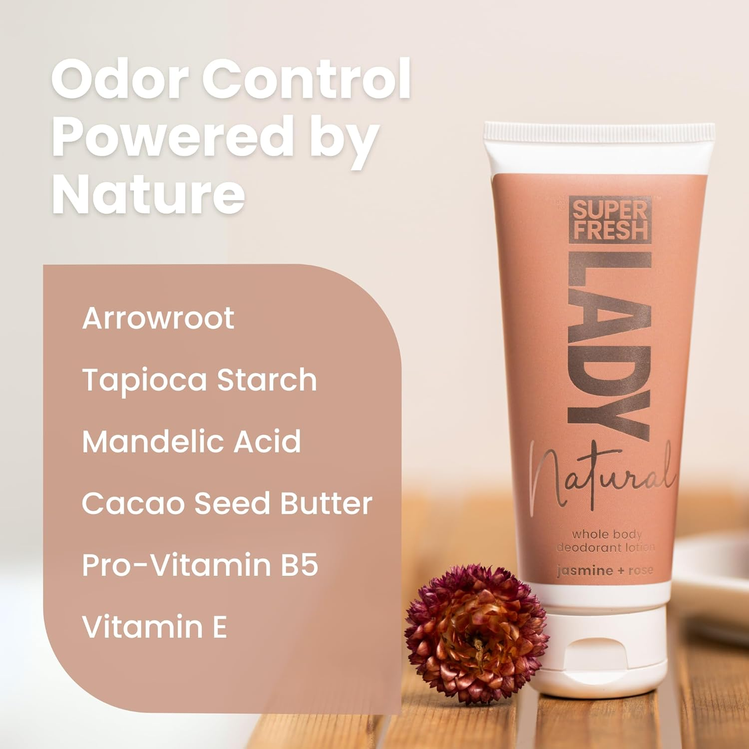 Lady Parts Natural Whole Body Deodorant Lotion for Boobs Thighs Underarm Crotch | Aluminum Free All Day Women Odor Control | Baking Soda Free Hypoallergenic & Safe for Sensitive Skin | Jasmine Rose image number 1