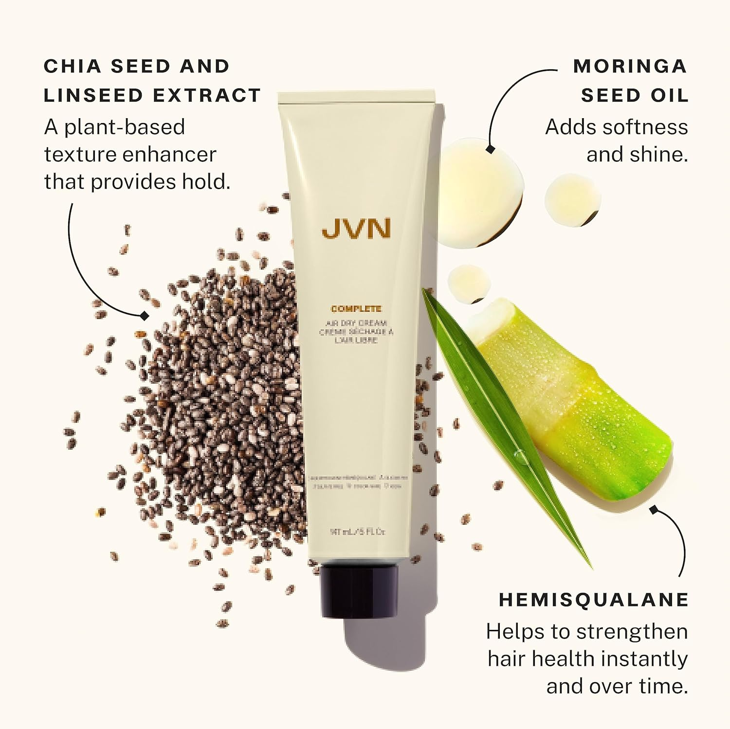 JVN Trusted Trio Essentials Set Travel - Mini Complete Size Air Dry Cream, Full Size Complete Pre-Wash Scalp Treatment Oil, and Travel Mini Complete Instant Recovery Heat Protectant Leave-In Serum