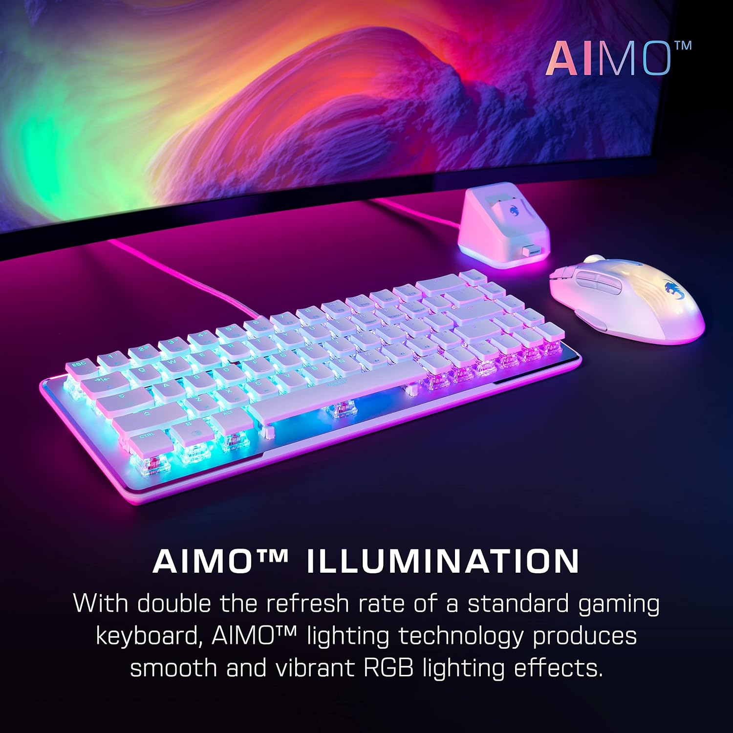 ROCCAT Vulcan II Mini &ndash; 65% Optical Gaming Keyboard with Customizable RGB Illumination, Detachable Cable, Button Duplicator Technology, On-Board Profiles, Aluminum Plate, 100 Million Keystroke Durability - White - White, White image number 4