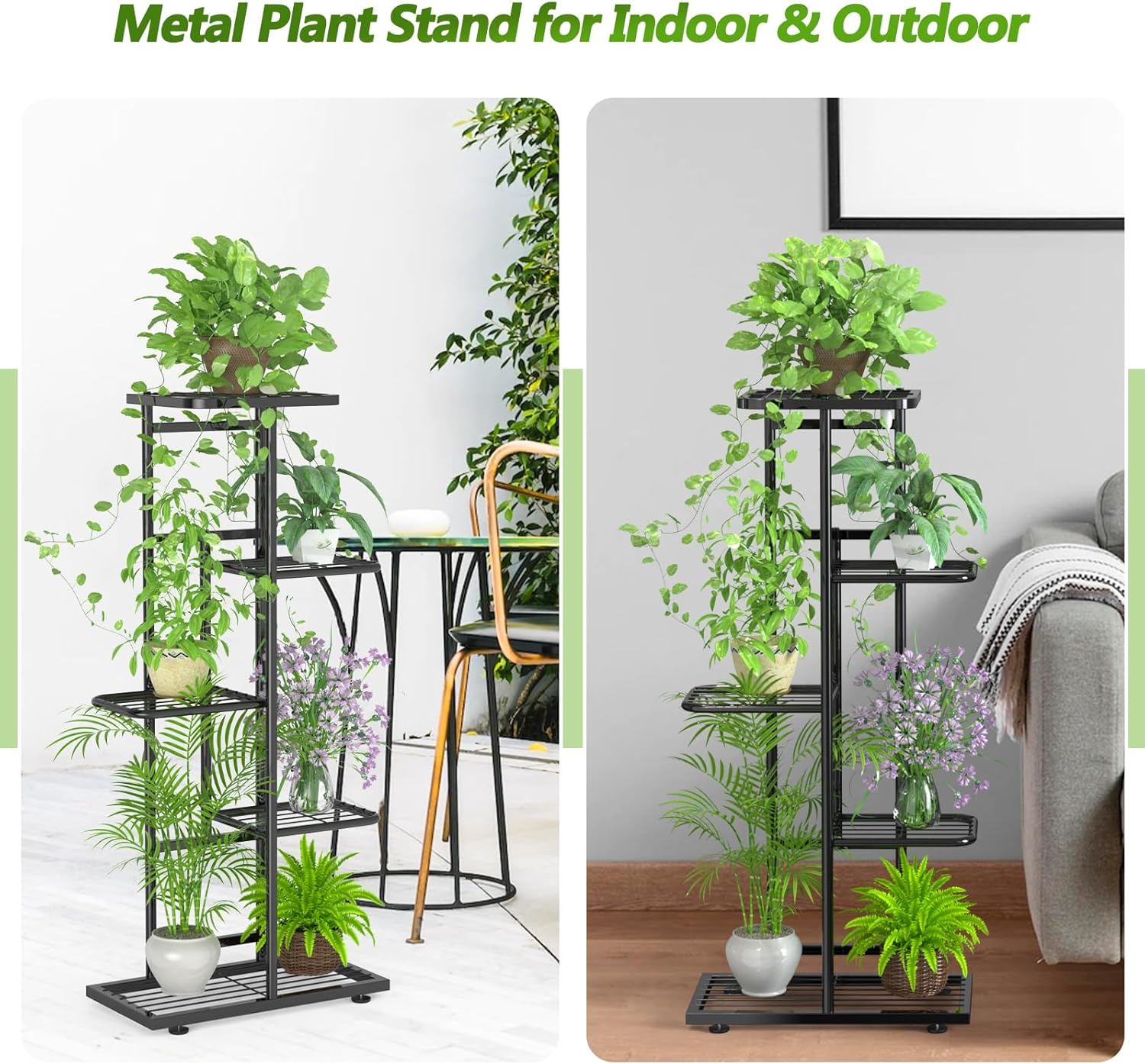 Corner Plant Stand Indoor 5 Tier 6 Potted with Gardening Tools and Gloves,Upgraded Tall Metal Plant Shelf Organizer Outdoor, Multiple Flower Pot Holder Display Rack for Patio, Garden, Balcony, Living Room image number 1