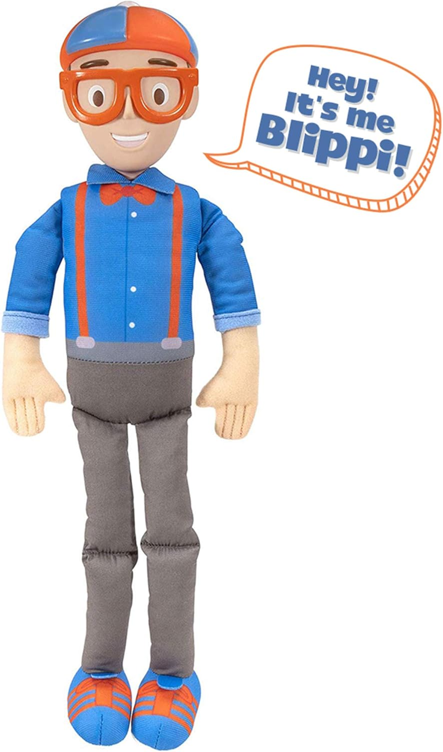 Blippi BLP0019 Bendable Plush Doll, 16&rdquo; Tall Featuring Sfx-Squeeze the Belly to Hear Classic Catchphrases-Fun, Educational Toys for Babies, Toddlers, and Young Kids image number 3