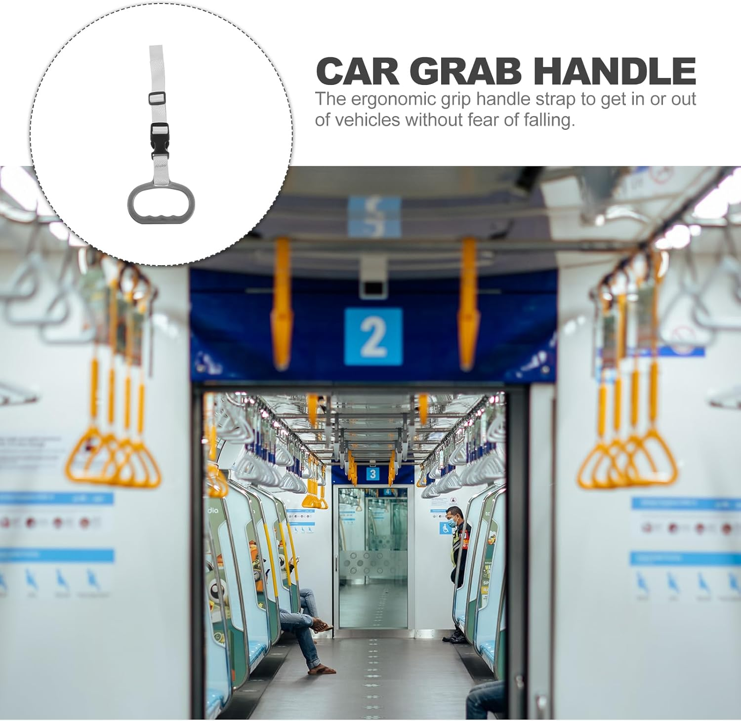 TOVINANNA Automotive Standing Aid, Adjustable Mobility Safety Grab Handle, Portable Vehicle Support Strap Nylon Car Assist Device Grip Handle for Elderly, image number 5