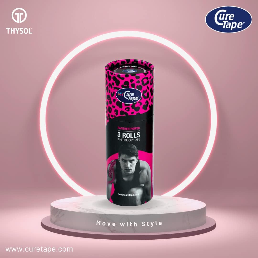 Curetape 3 Rolls Waterproof Kinesiology Tape | Super-Saver | Medical Kinesiology Tape for Extreme Sport Conditions | Increase Mobility & Performance | Reduce Joint Pain | Recover Faster (Panther Power) image number 5