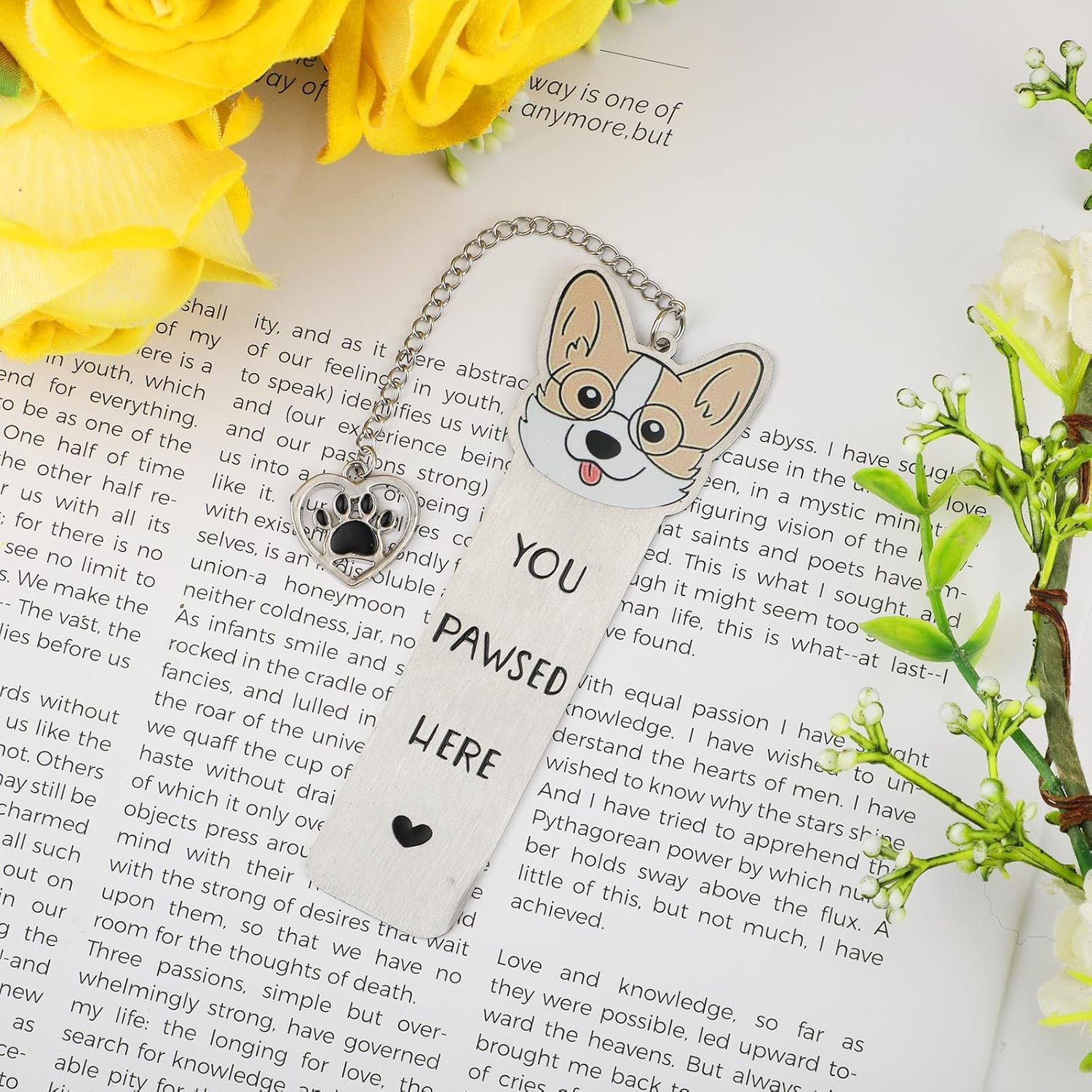 Corgi Dog Bookmark, Cute Metal Corgi Bookmark for Women You Pawsed Here Bookmark Funny Dog Lover Gifts Corgi Gifts for Women Men Reading Birthday (Style 1) image number 5