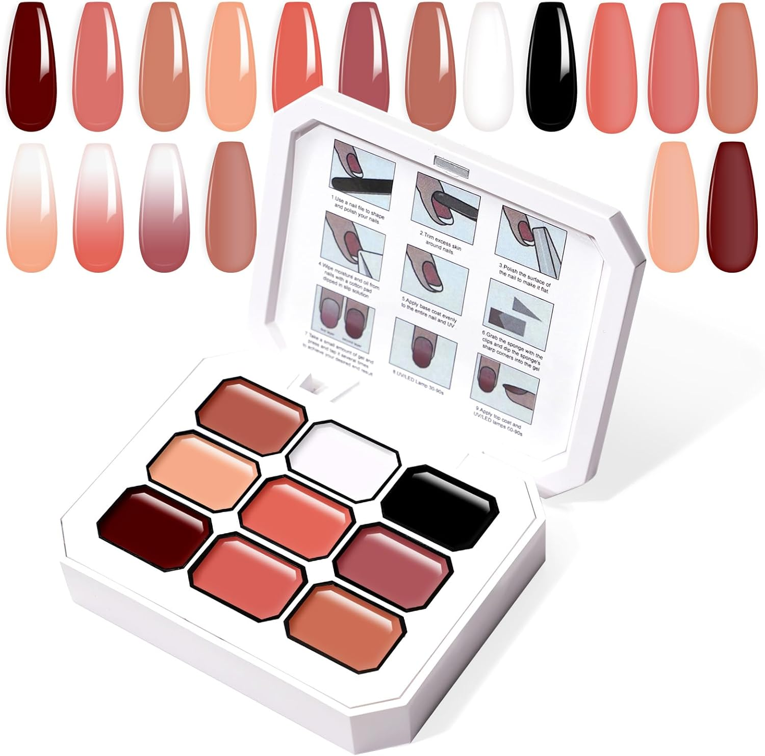 U-Shinein Gradient Painting Gel, 9 Colors Ombre Gel Nail Polish for Ombre Nails Aura Nails, French Manicure DIY Nail Art,Palette B