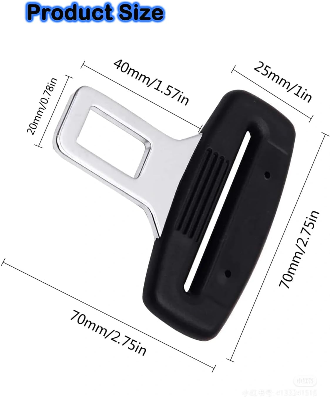 Bluejunior 2Pcs Durable Metal Seat Belt Restraints Connector for Car - Premium Pet Dog & Cat Seatbelt Harness Buckle, Auto Attachment Lock for Most Vehicles, Strong Safety Belt Clip image number 2